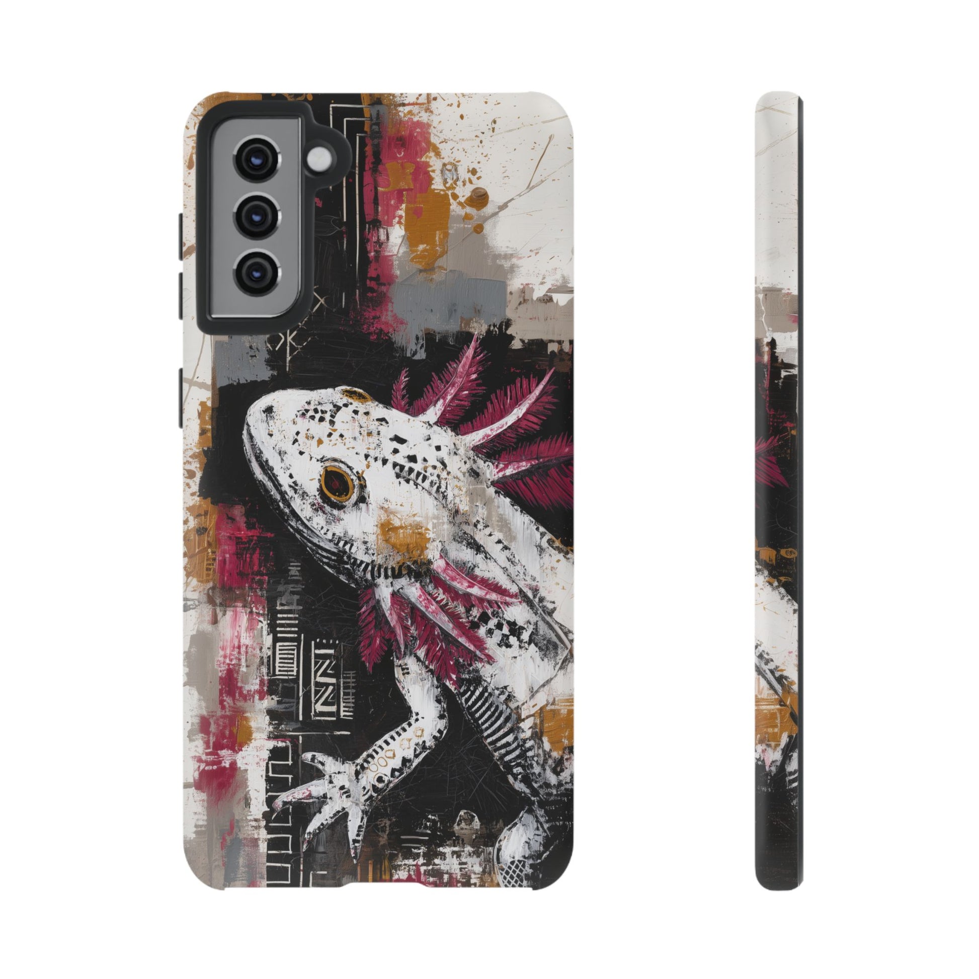 Abstract Axolotl White Pink Artwork