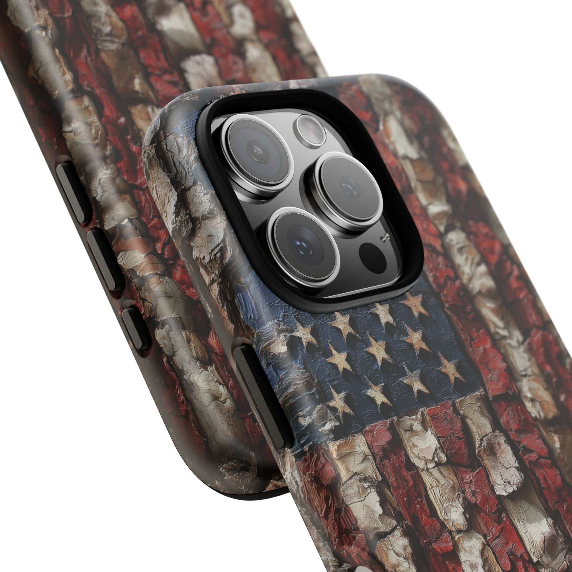 American Flag Bark Wood UV Print