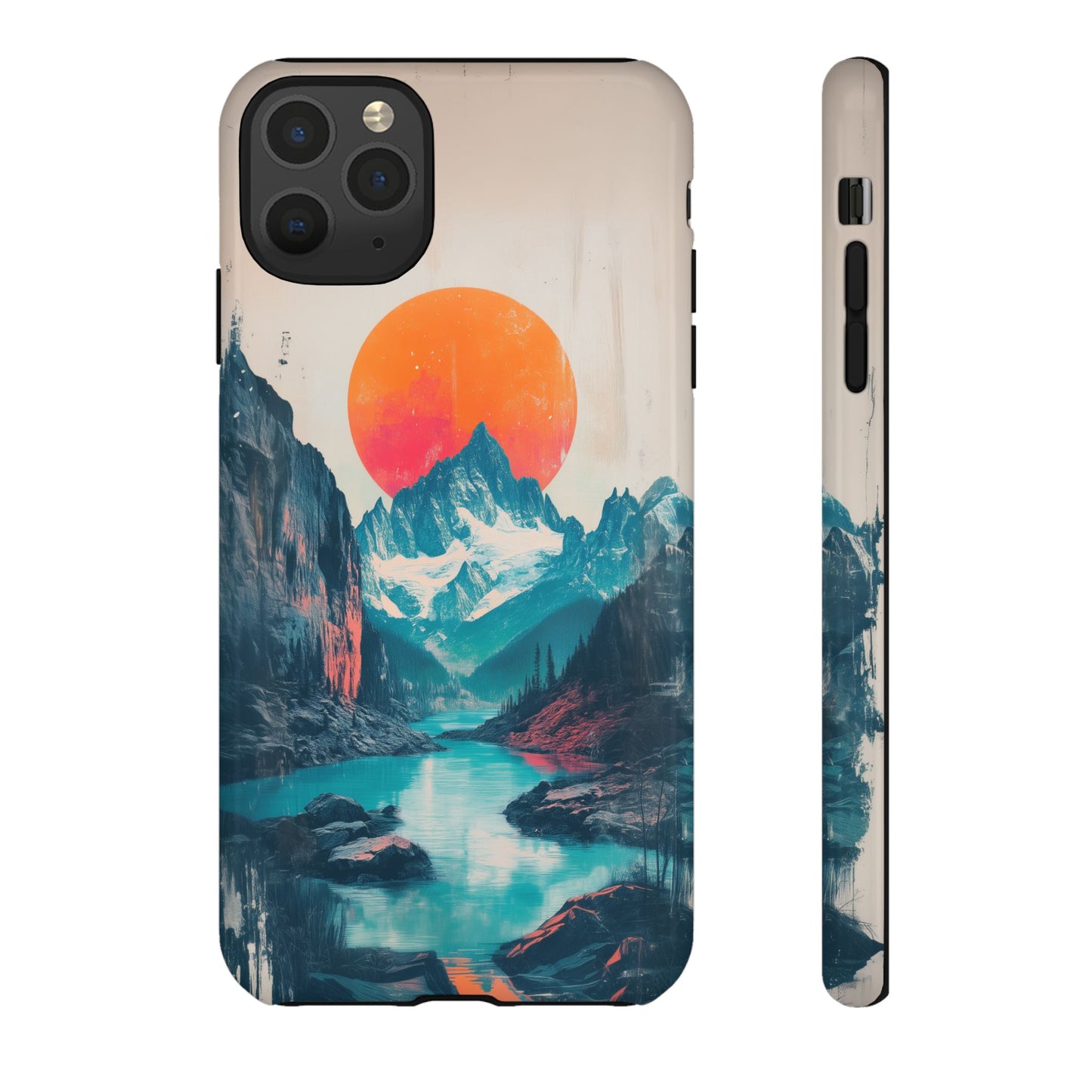 Blue Mountain Orange Sun Risograph