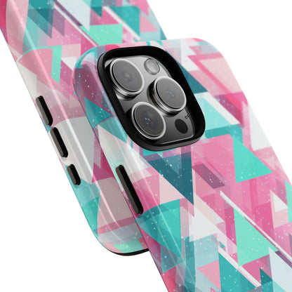 Abstract Triangles Pink Teal Pattern