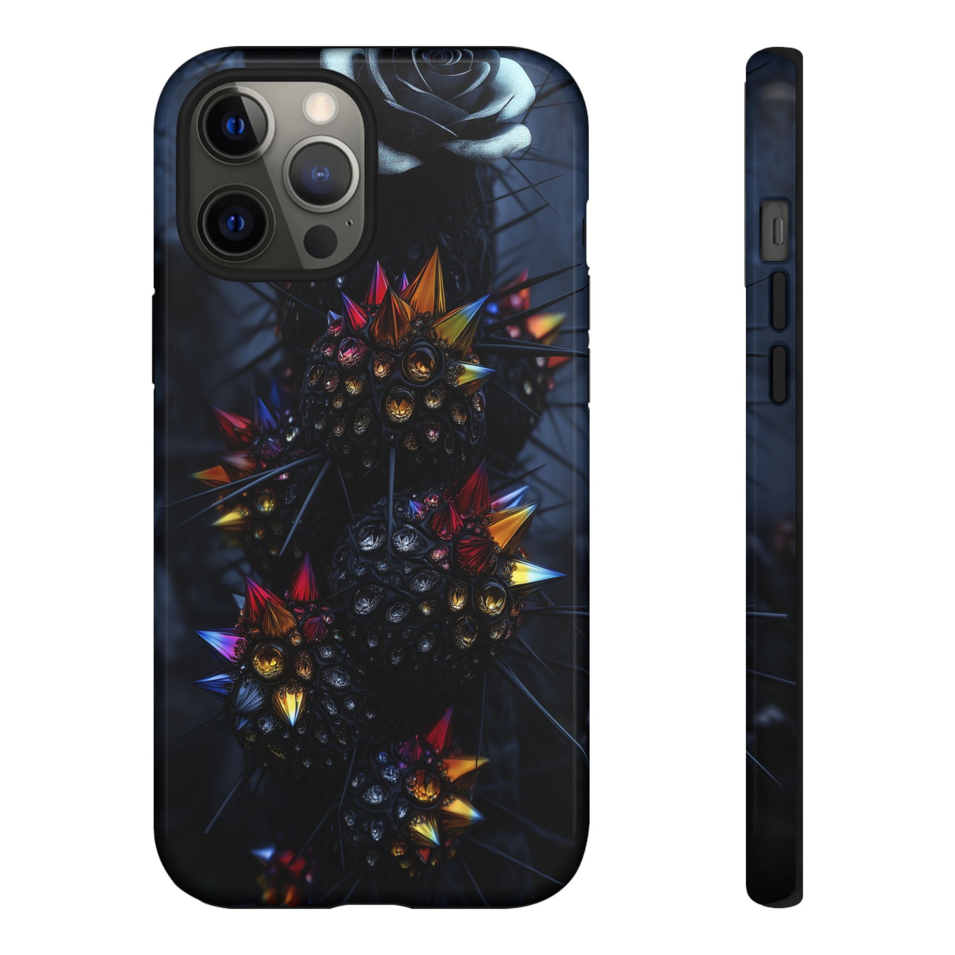 Black Cactus Colorful Glass Shards Dark Desert