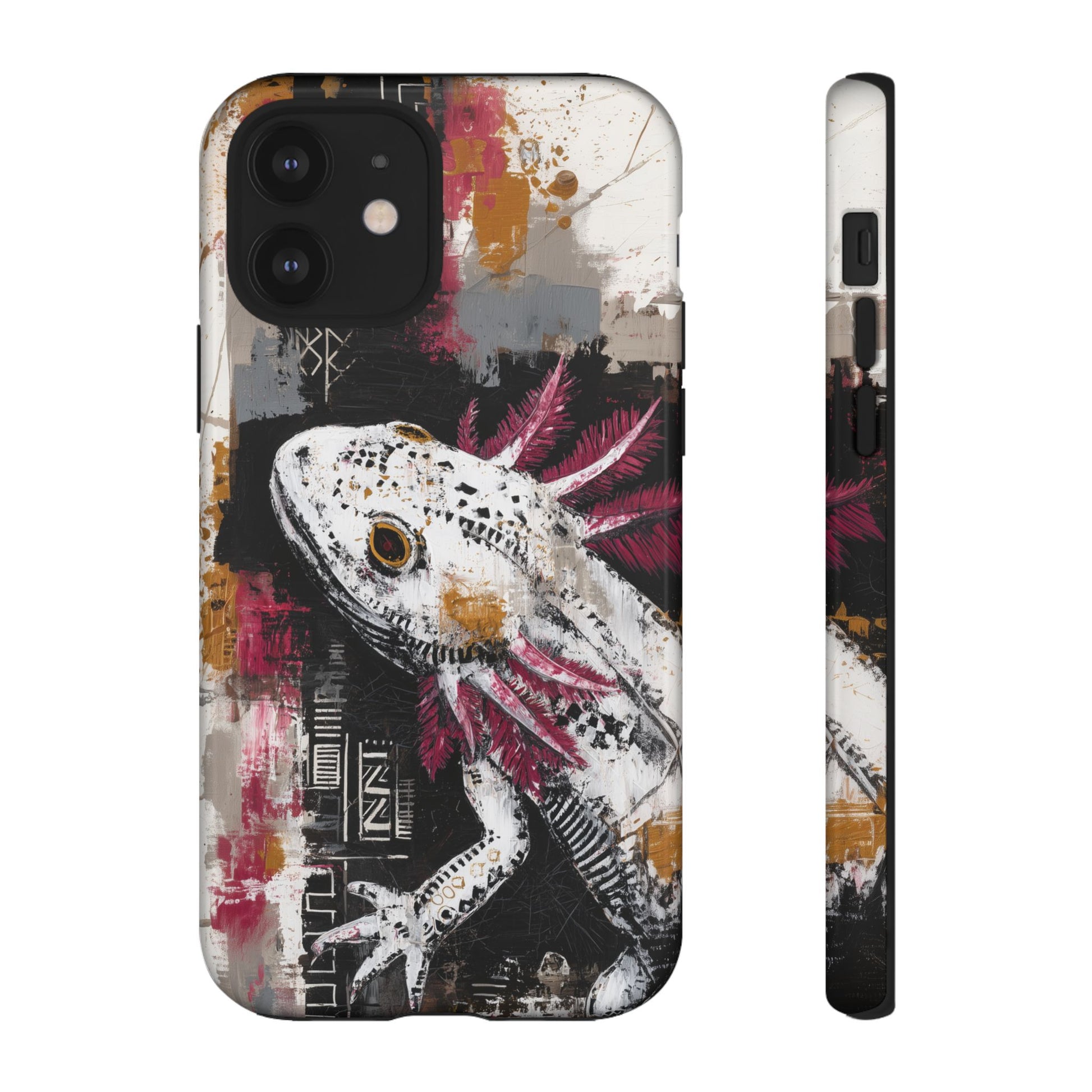 Abstract Axolotl White Pink Artwork