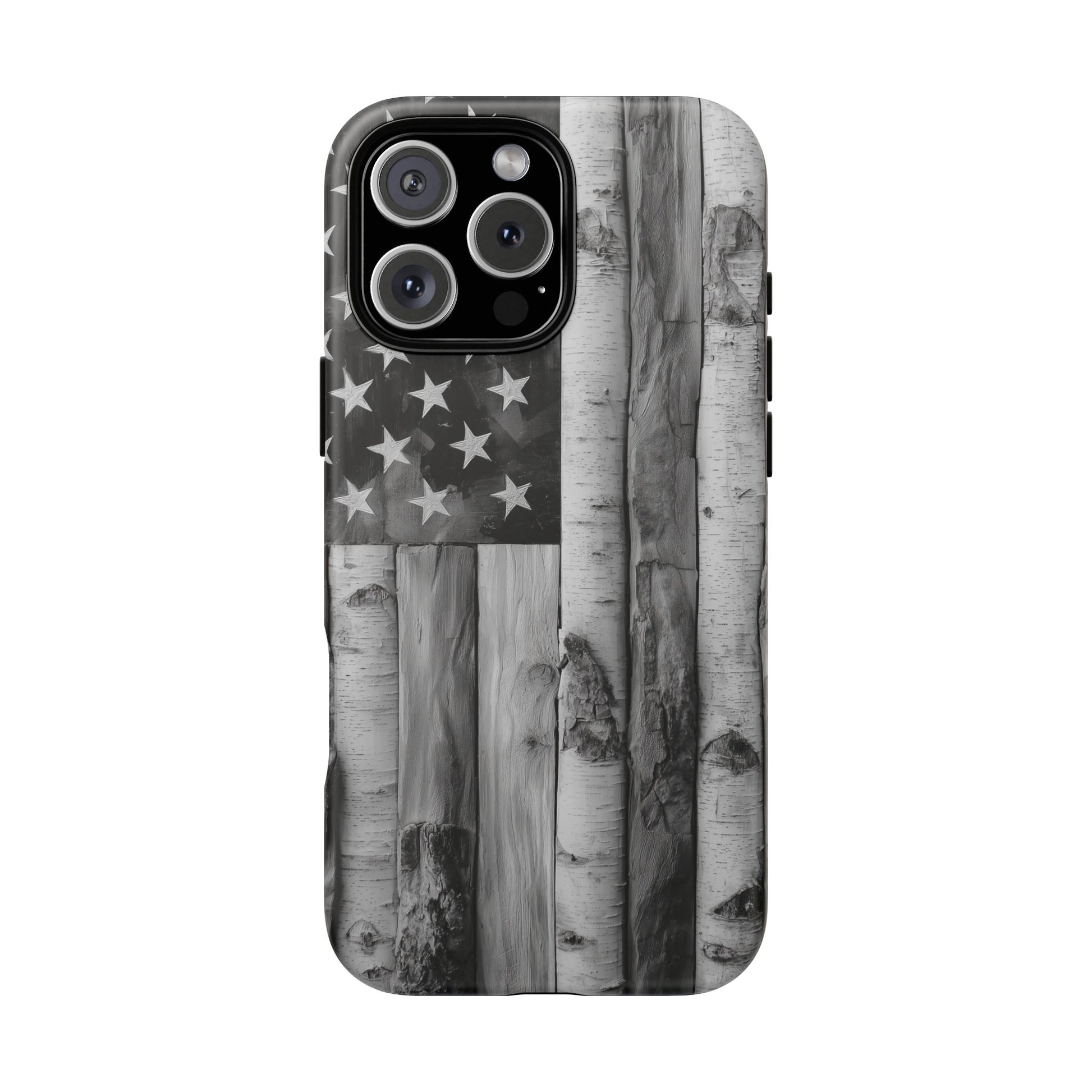 American Flag Flat Gray Wood Tone