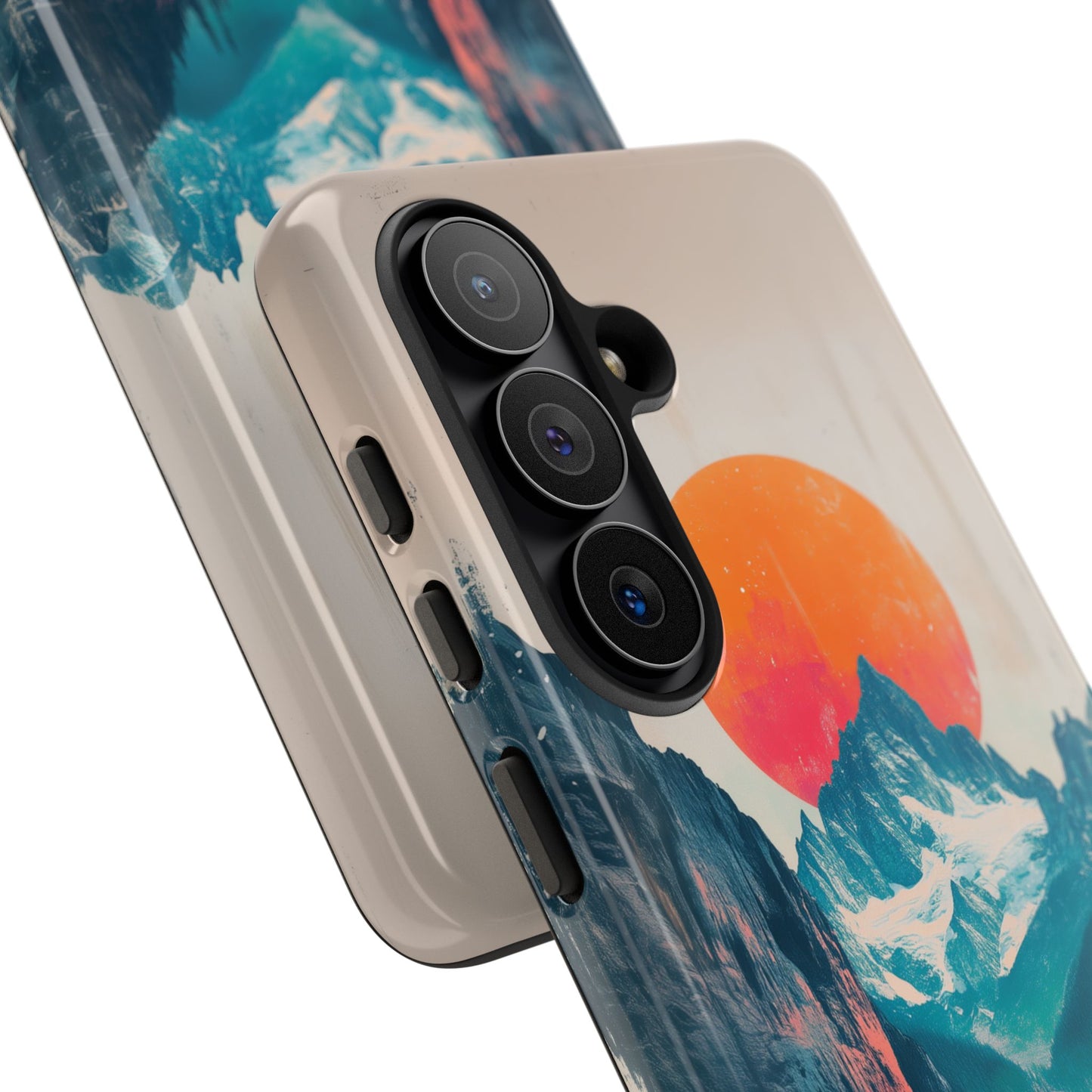 Blue Mountain Orange Sun Risograph