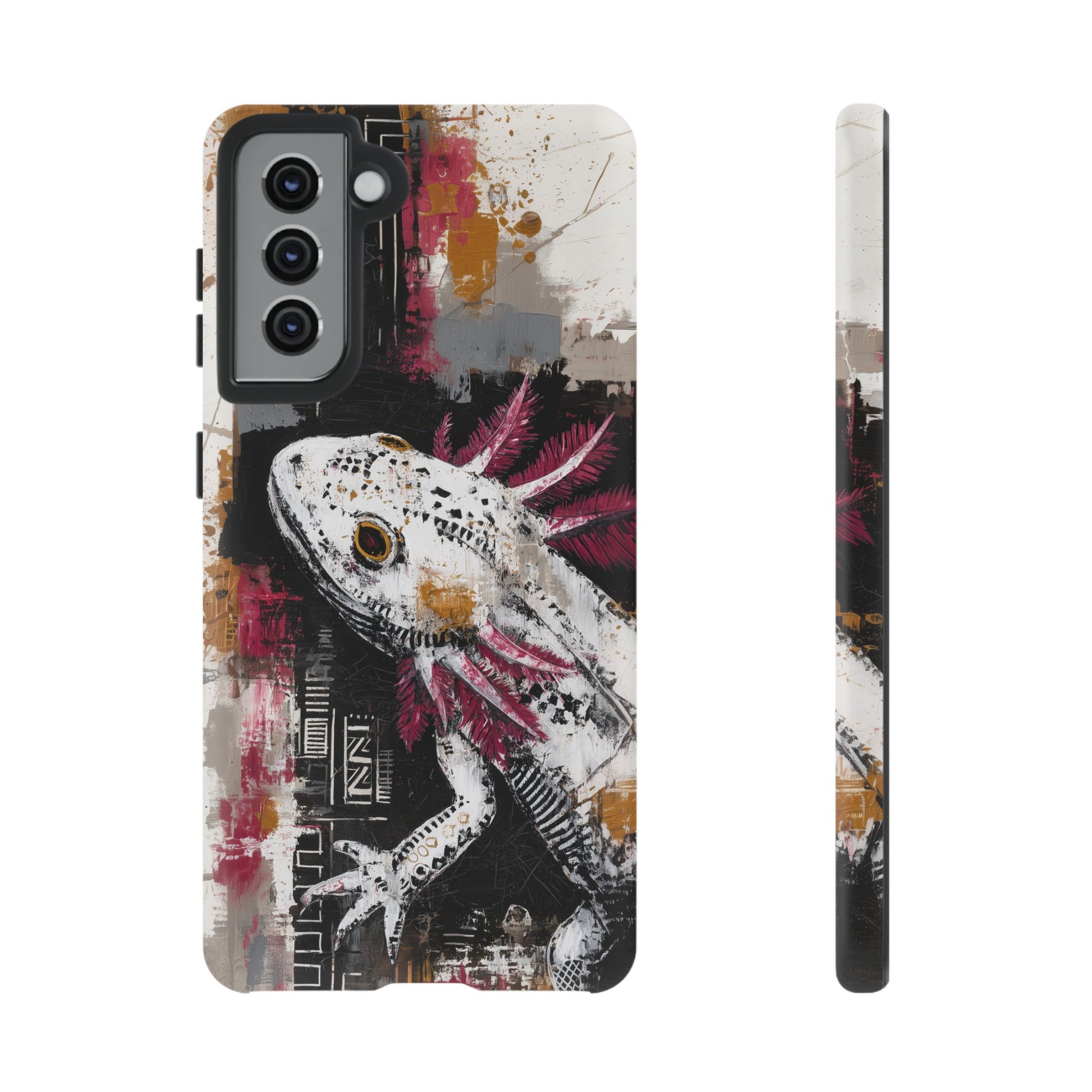 Abstract Axolotl White Pink Artwork