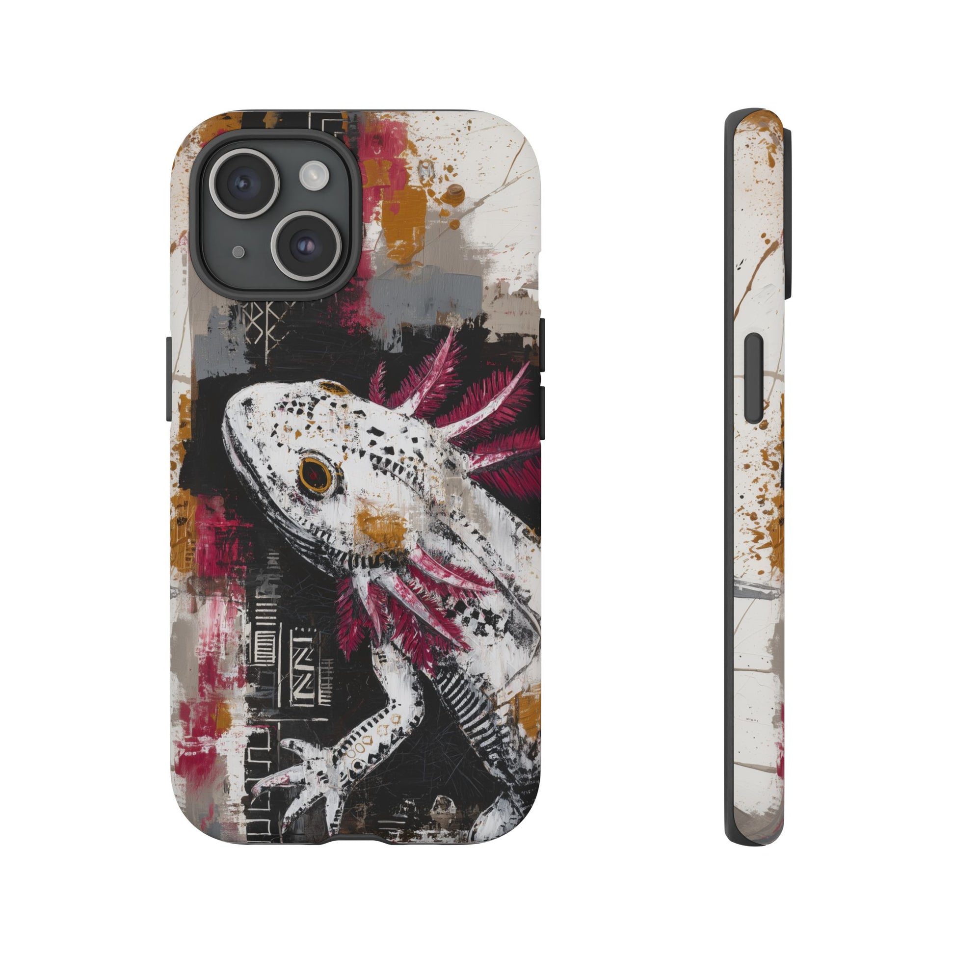 Abstract Axolotl White Pink Artwork