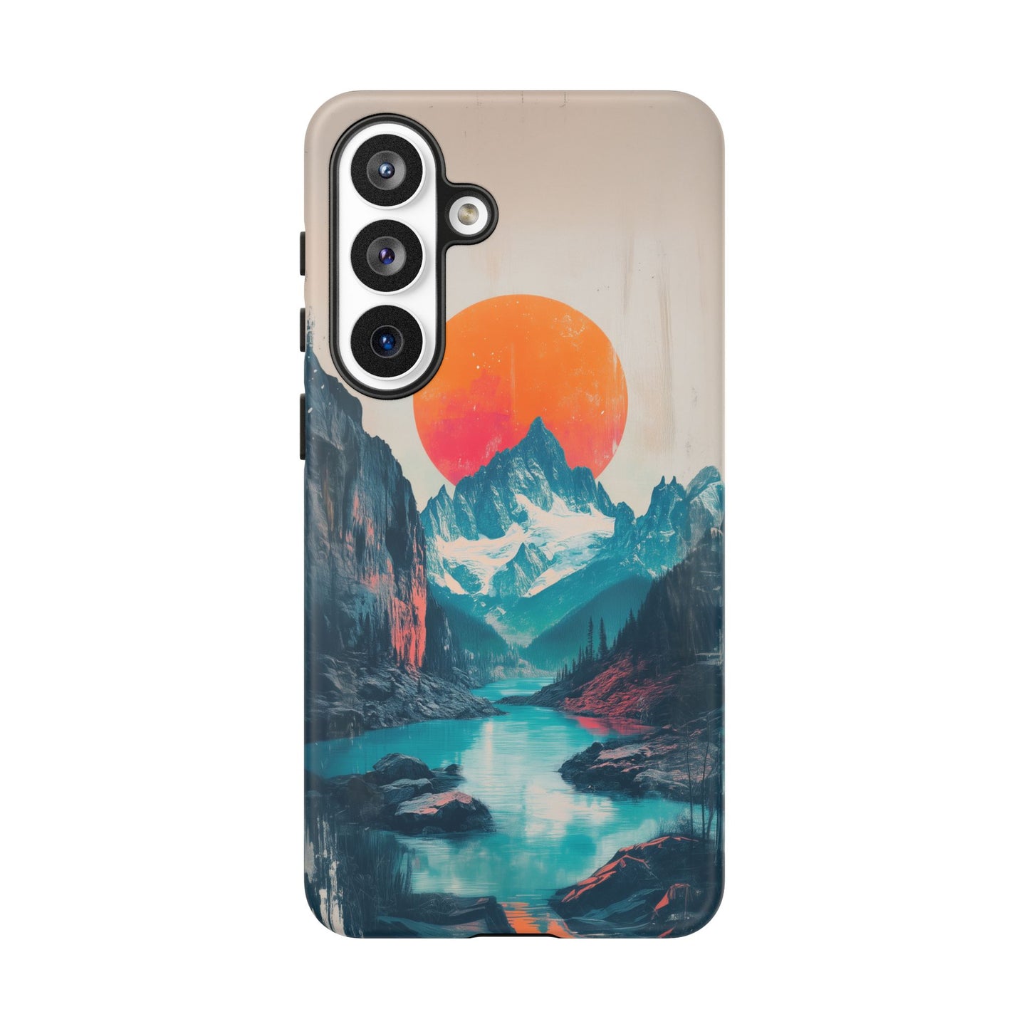 Blue Mountain Orange Sun Risograph