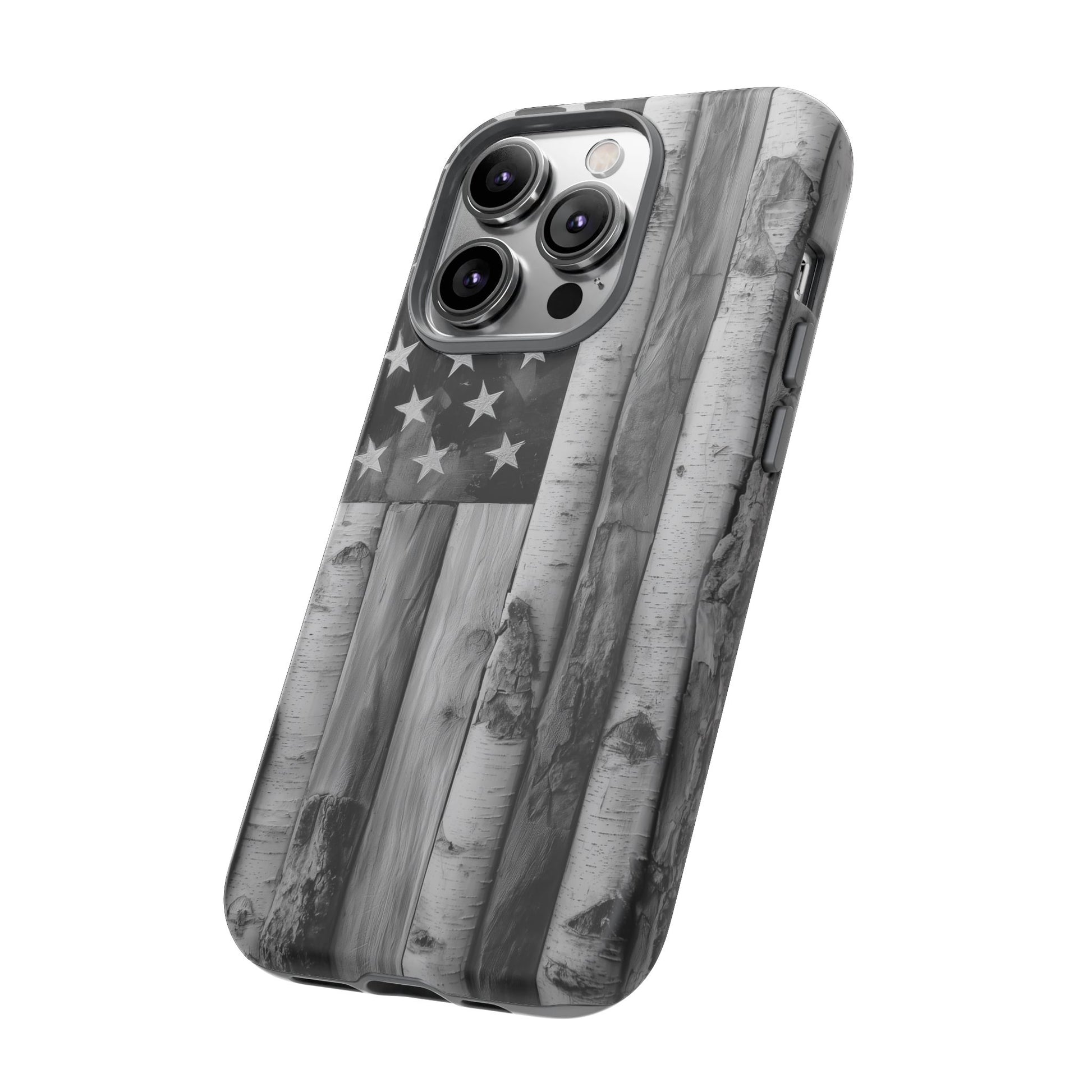American Flag Flat Gray Wood Tone