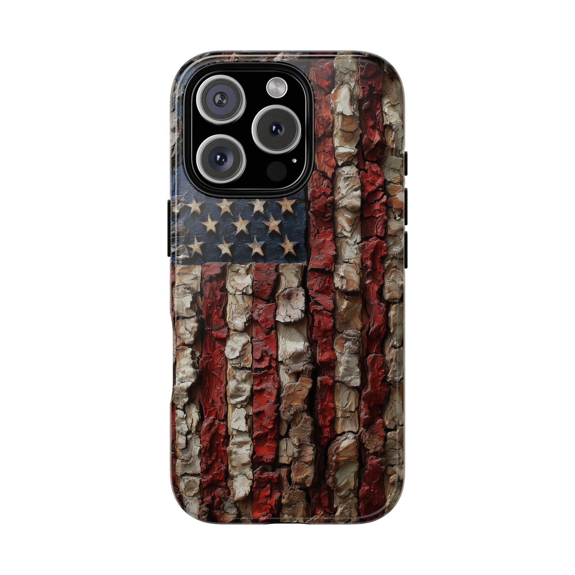 American Flag Bark Wood UV Print