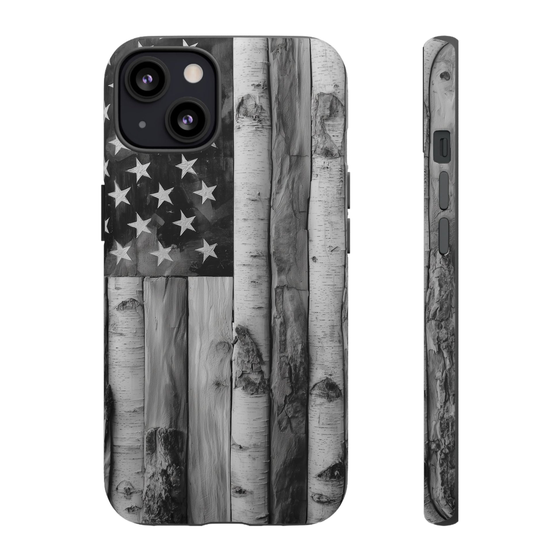 American Flag Flat Gray Wood Tone