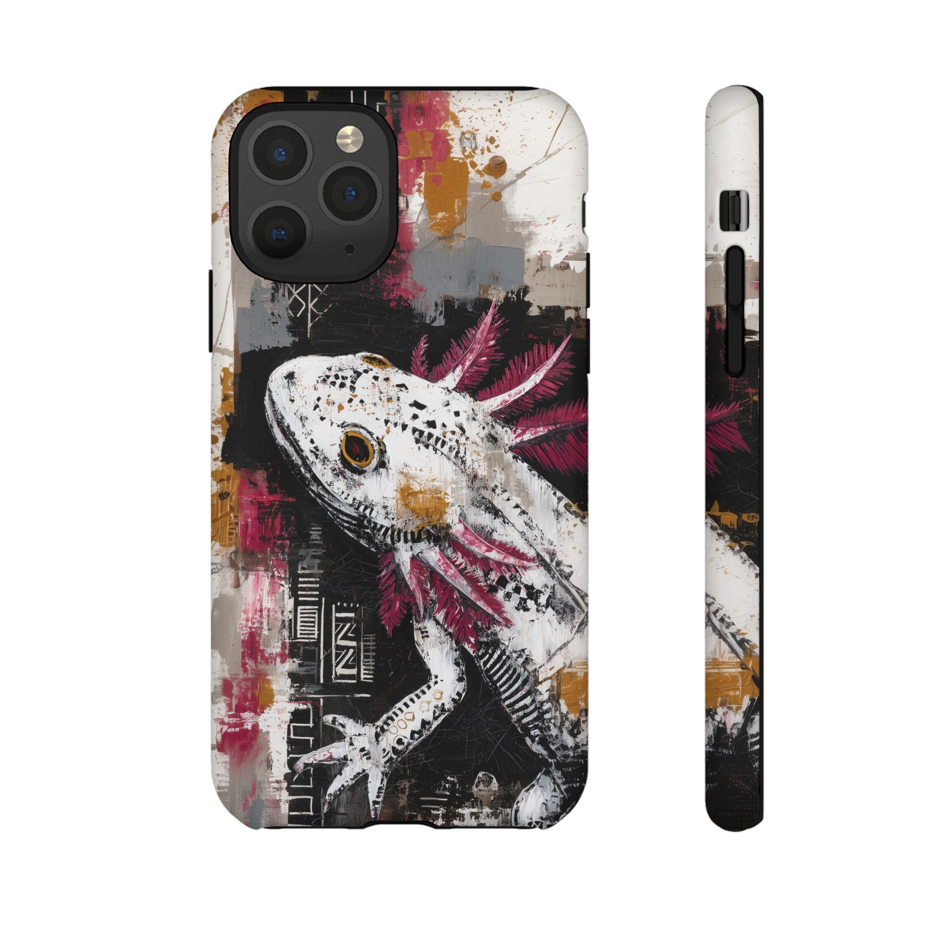 Abstract Axolotl White Pink Artwork