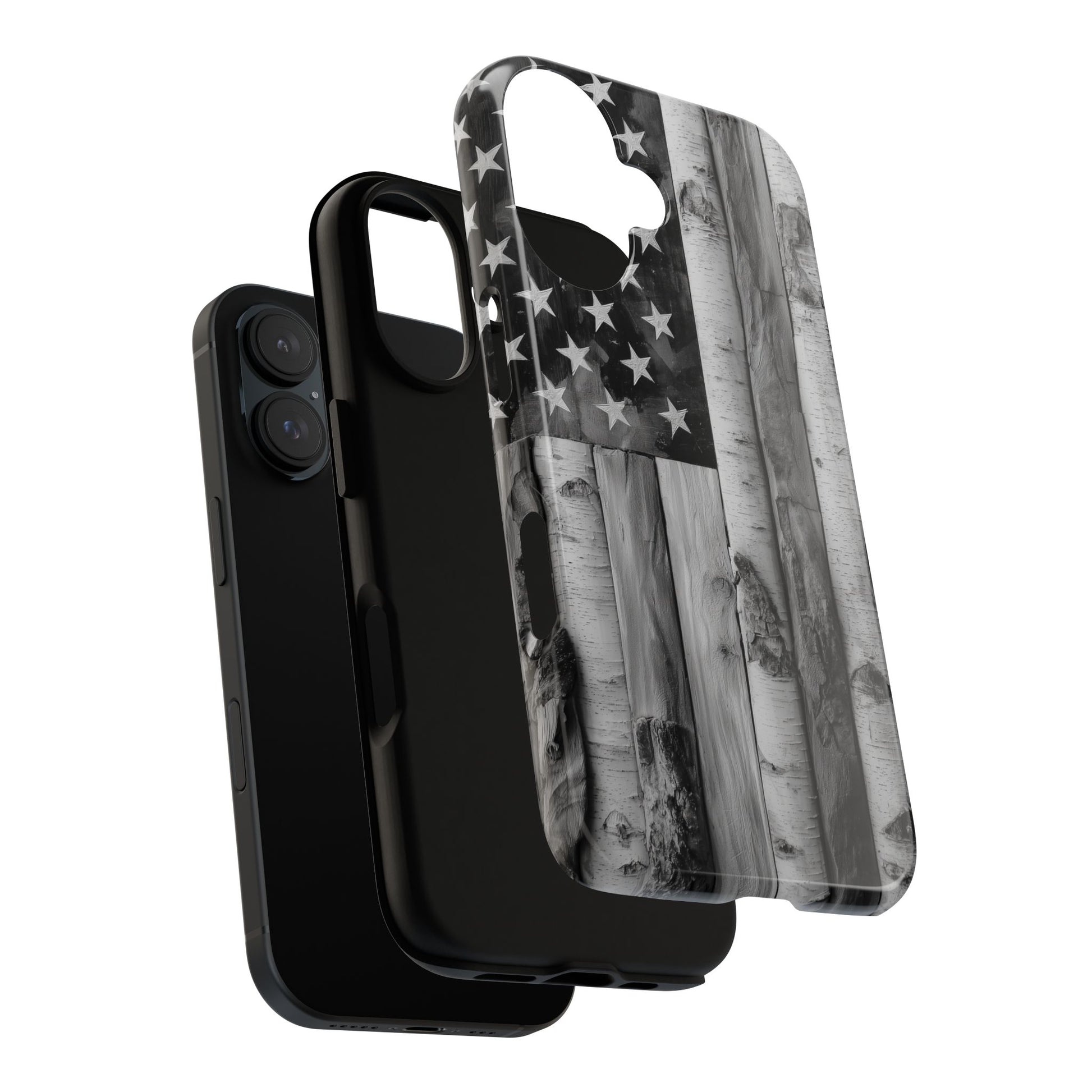 American Flag Flat Gray Wood Tone