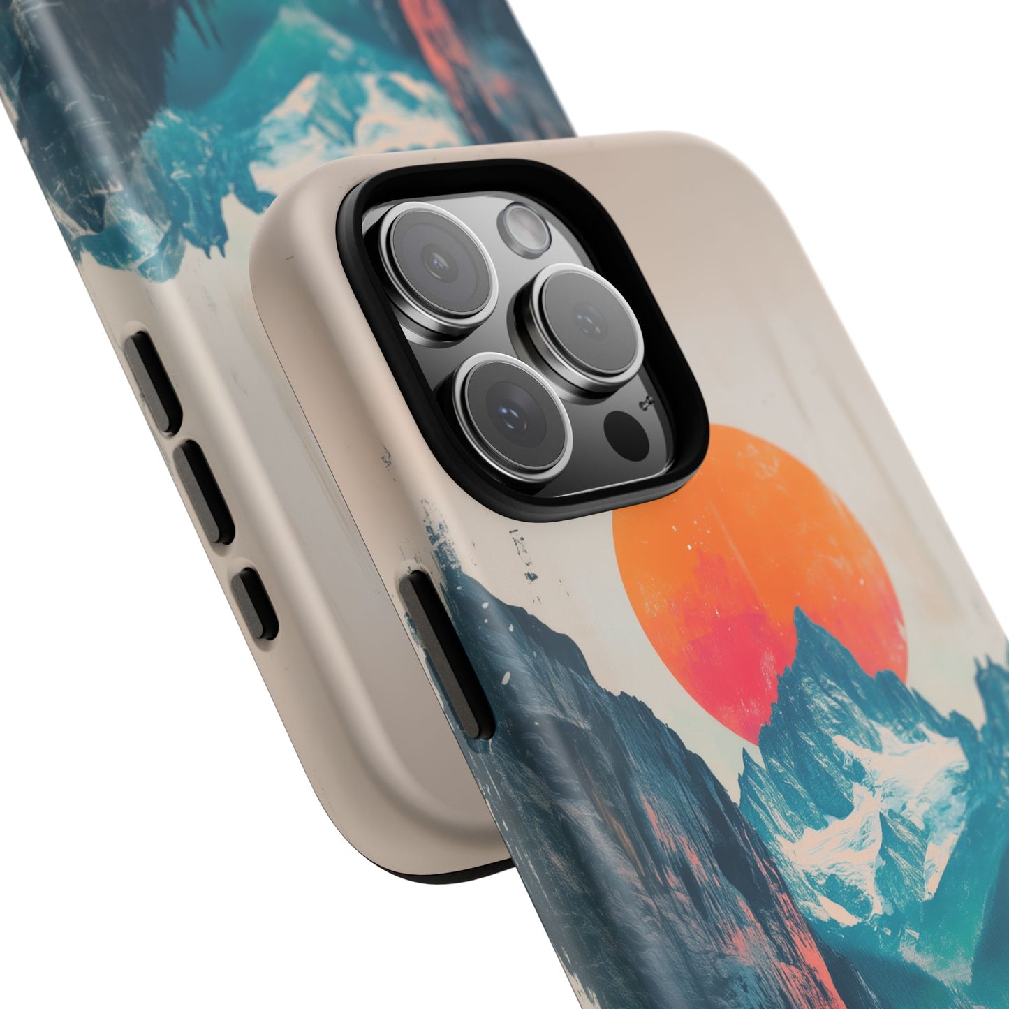 Blue Mountain Orange Sun Risograph