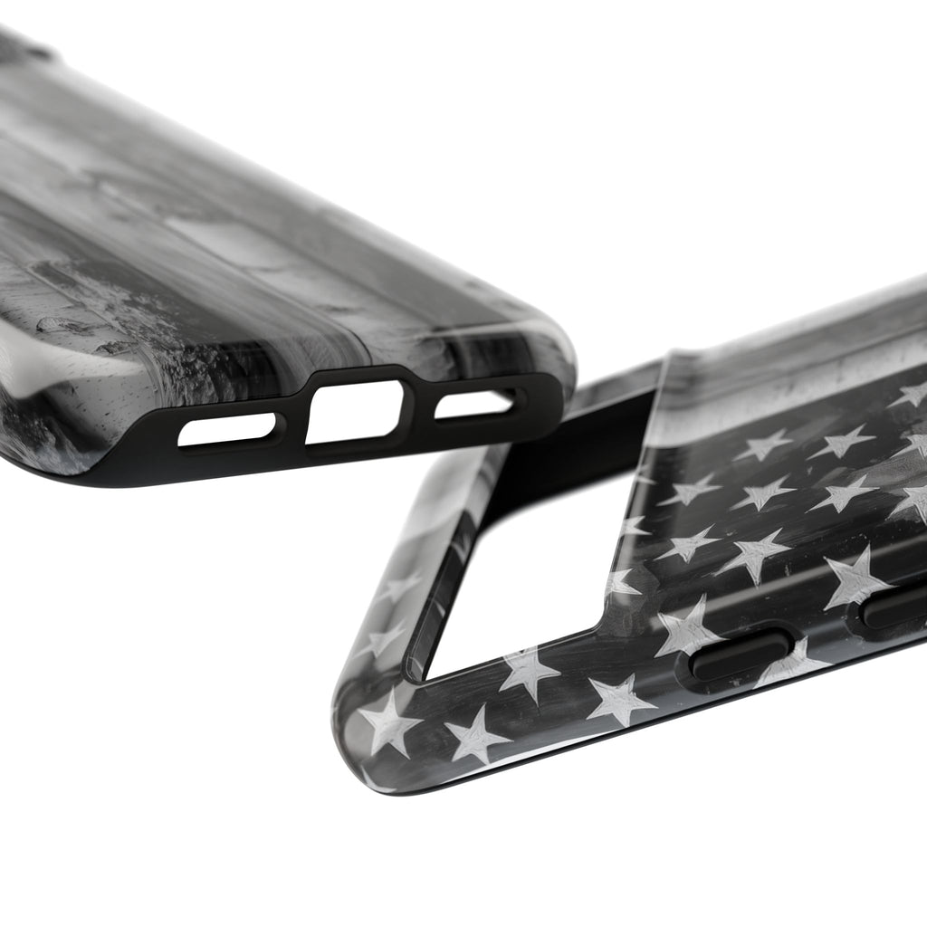 American Flag Flat Gray Wood Tone