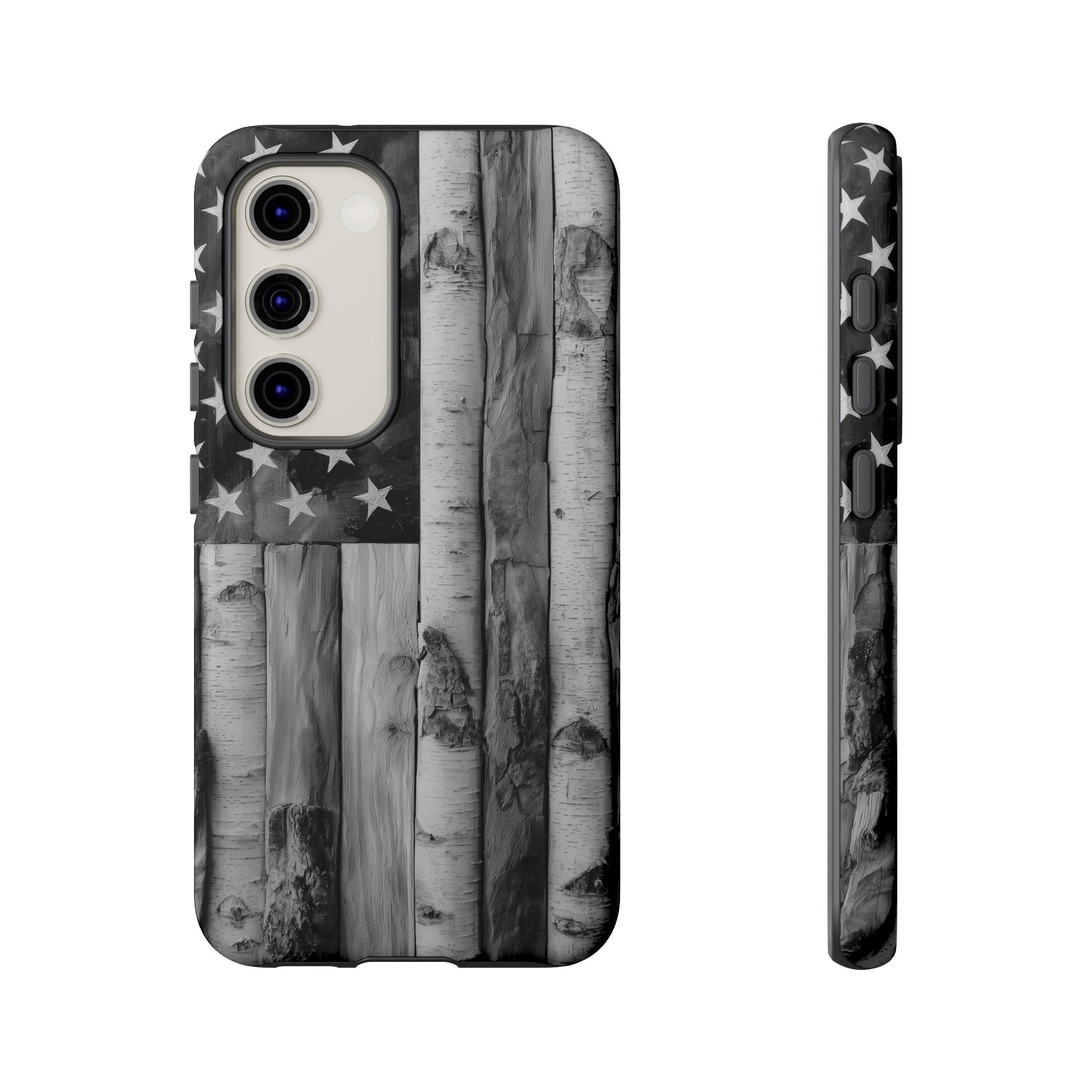 American Flag Flat Gray Wood Tone
