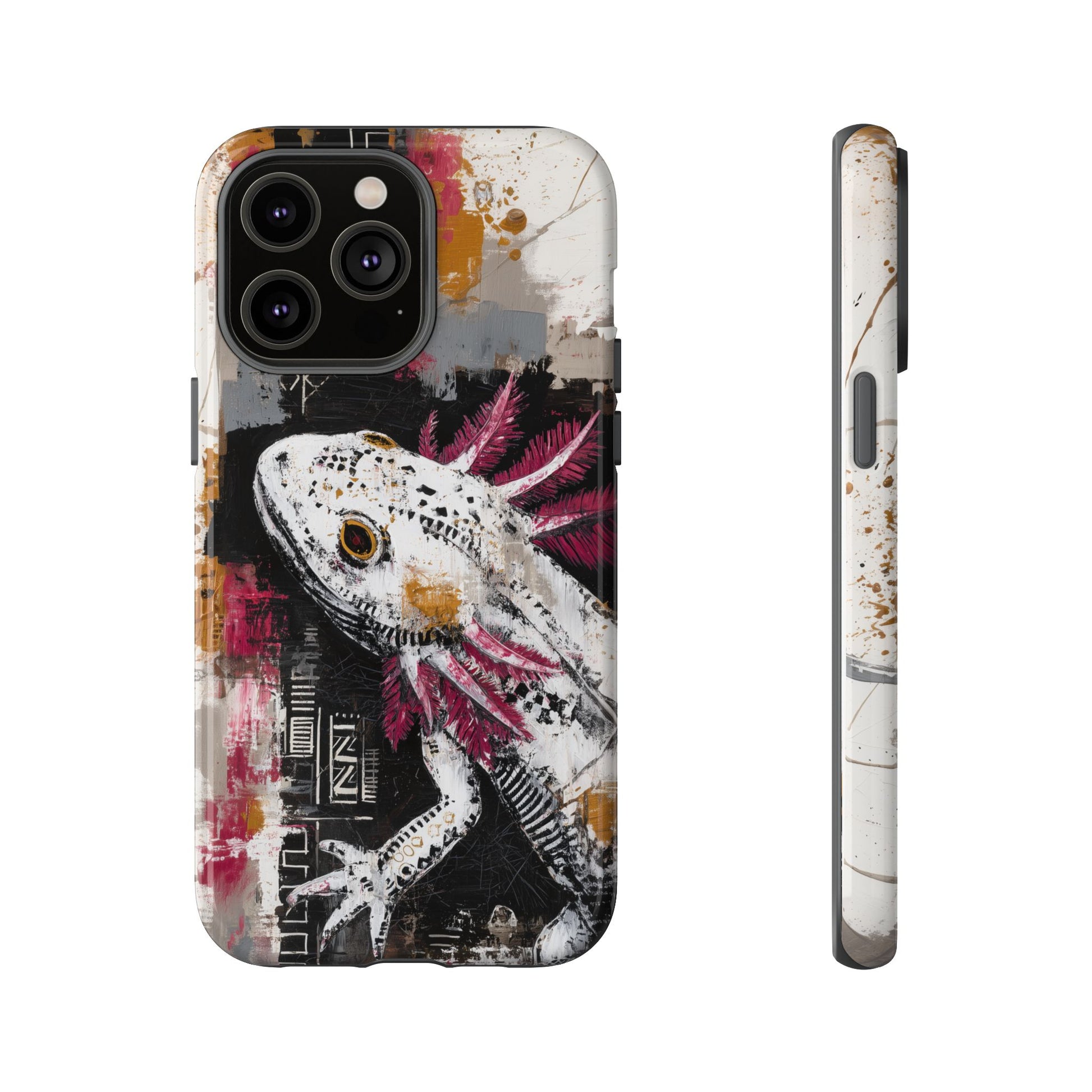 Abstract Axolotl White Pink Artwork