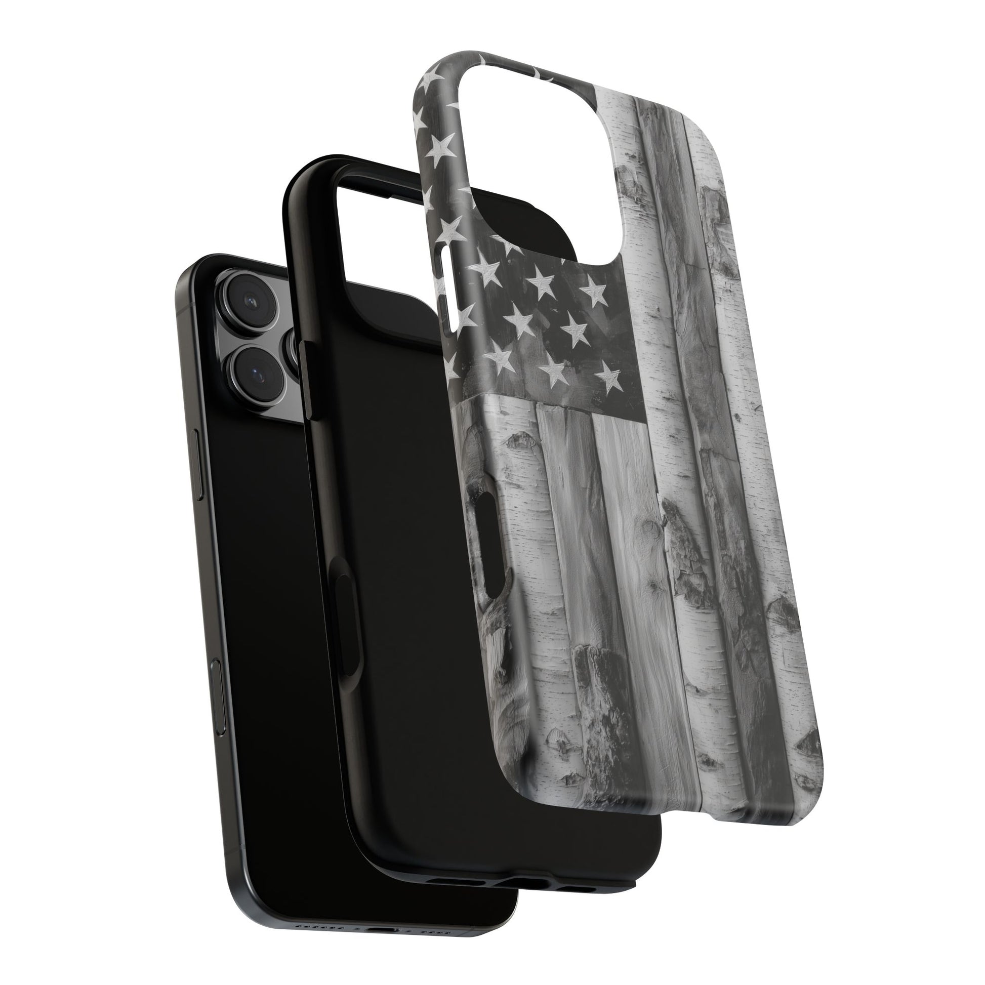 American Flag Flat Gray Wood Tone