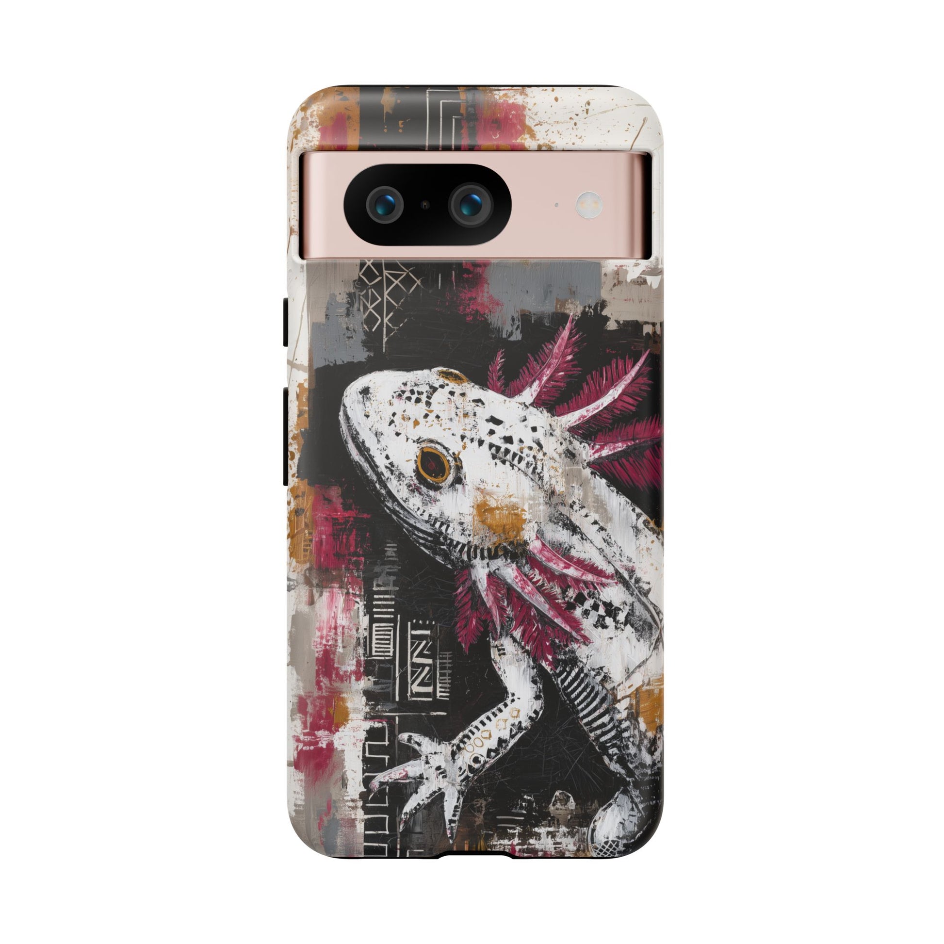 Abstract Axolotl White Pink Artwork