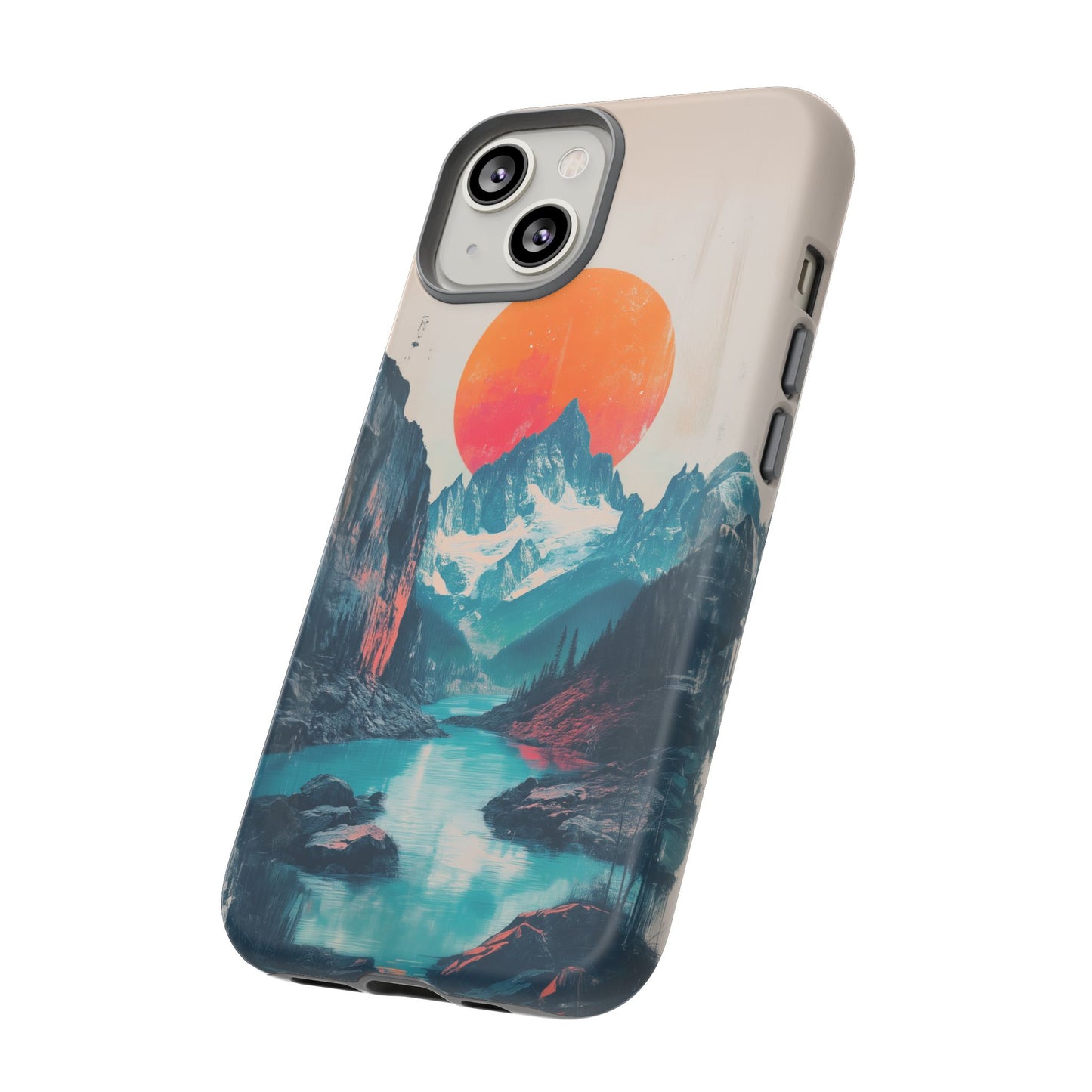 Blue Mountain Orange Sun Risograph