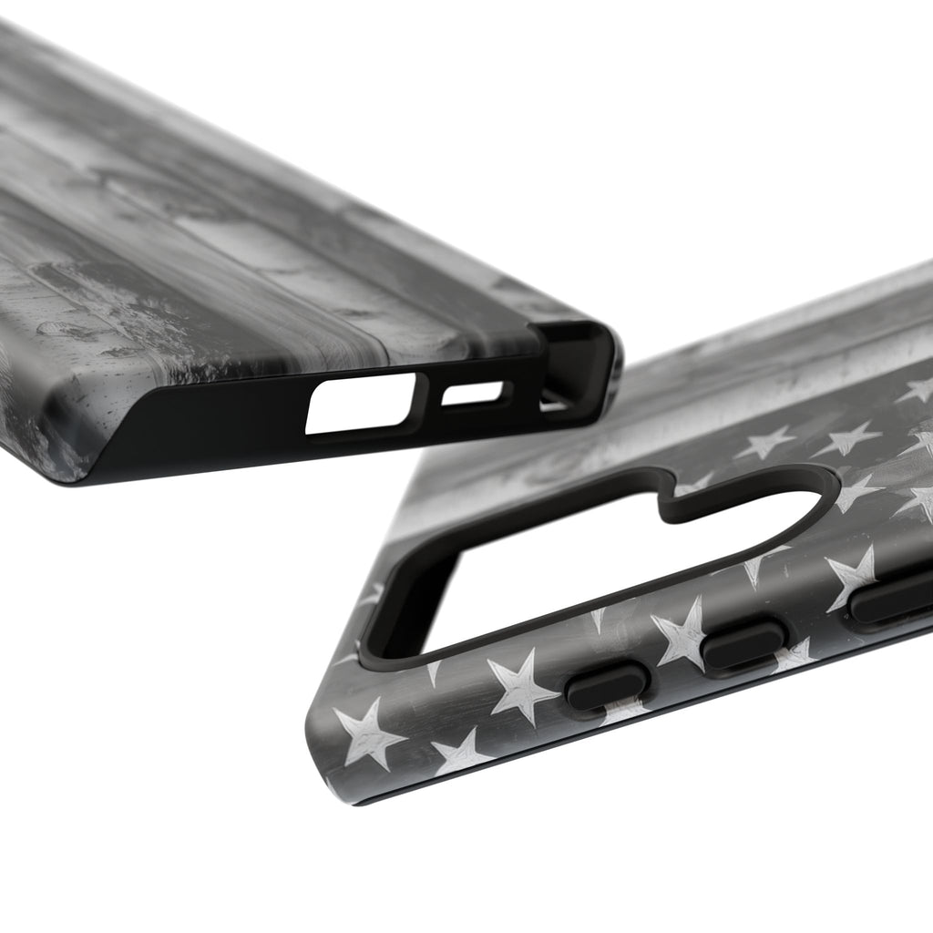 American Flag Flat Gray Wood Tone