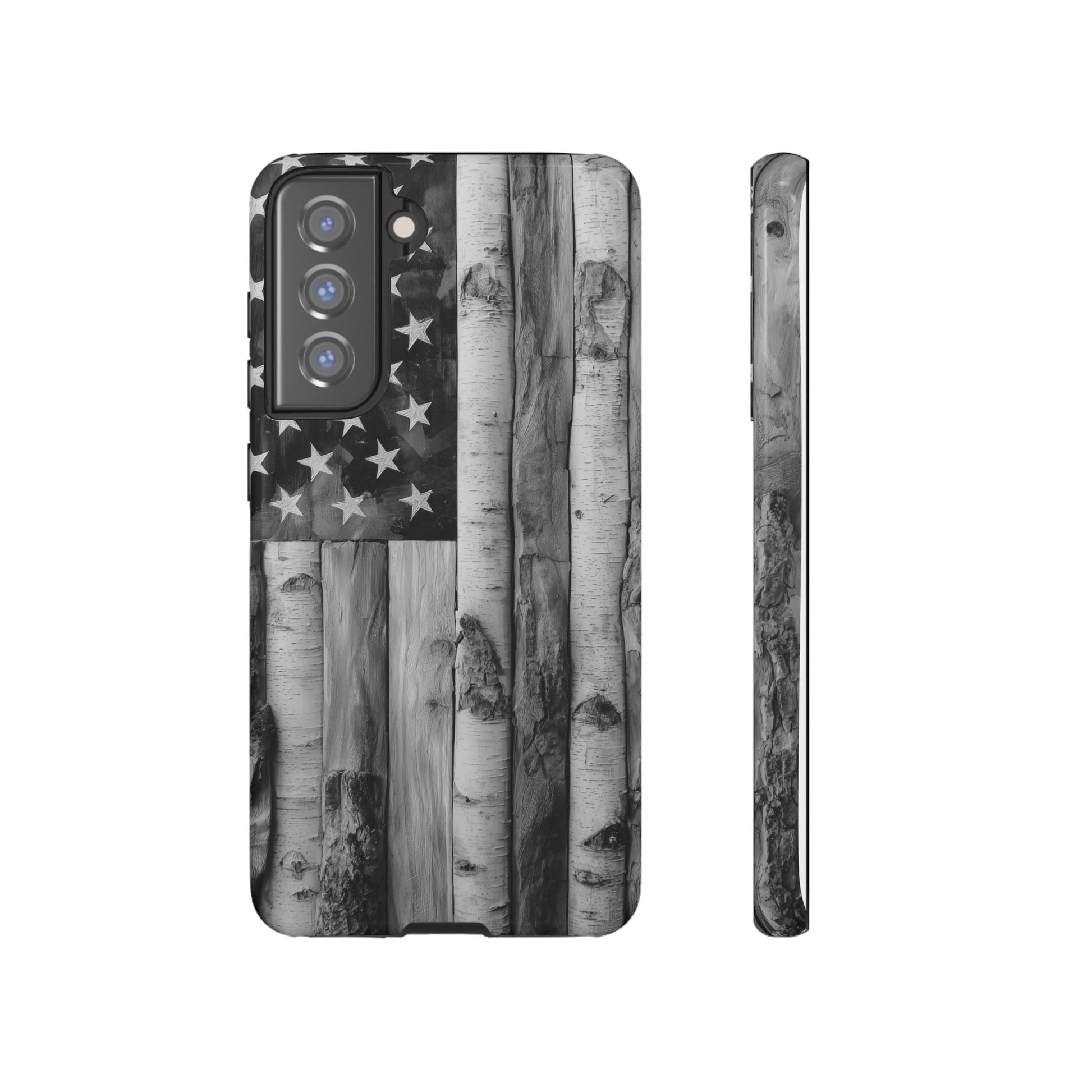 American Flag Flat Gray Wood Tone