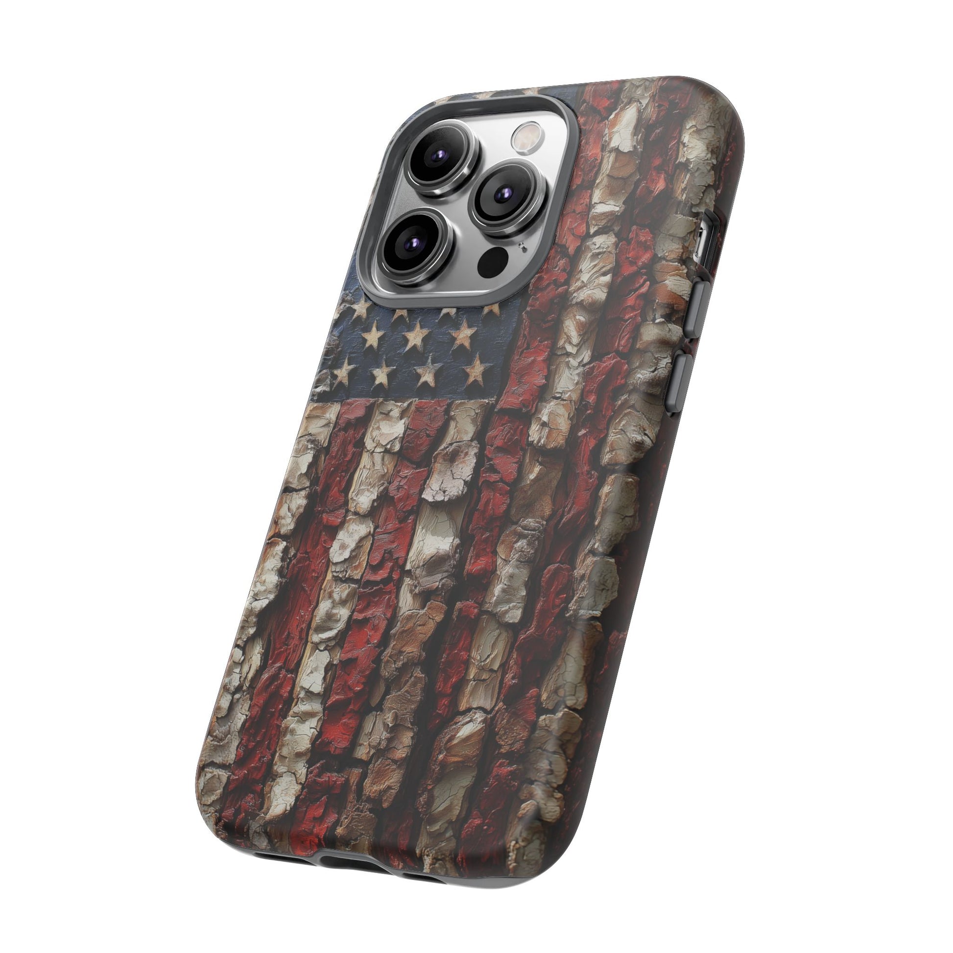 American Flag Bark Wood UV Print