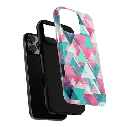 Abstract Triangles Pink Teal Pattern
