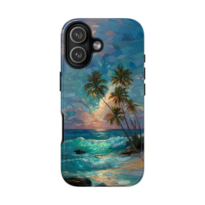 Tropical Beach Palm Trees Stained Glass