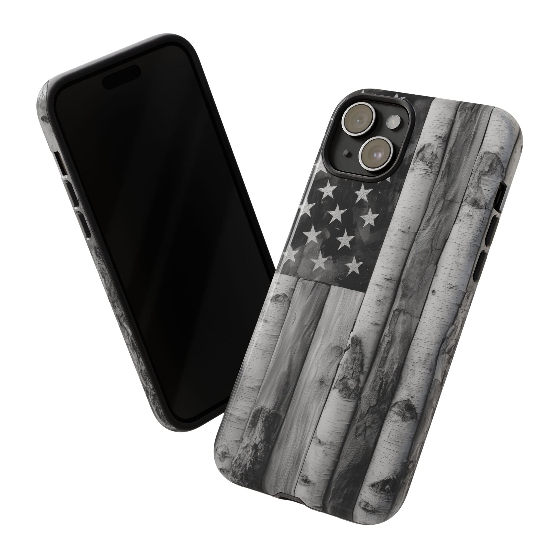 American Flag Flat Gray Wood Tone