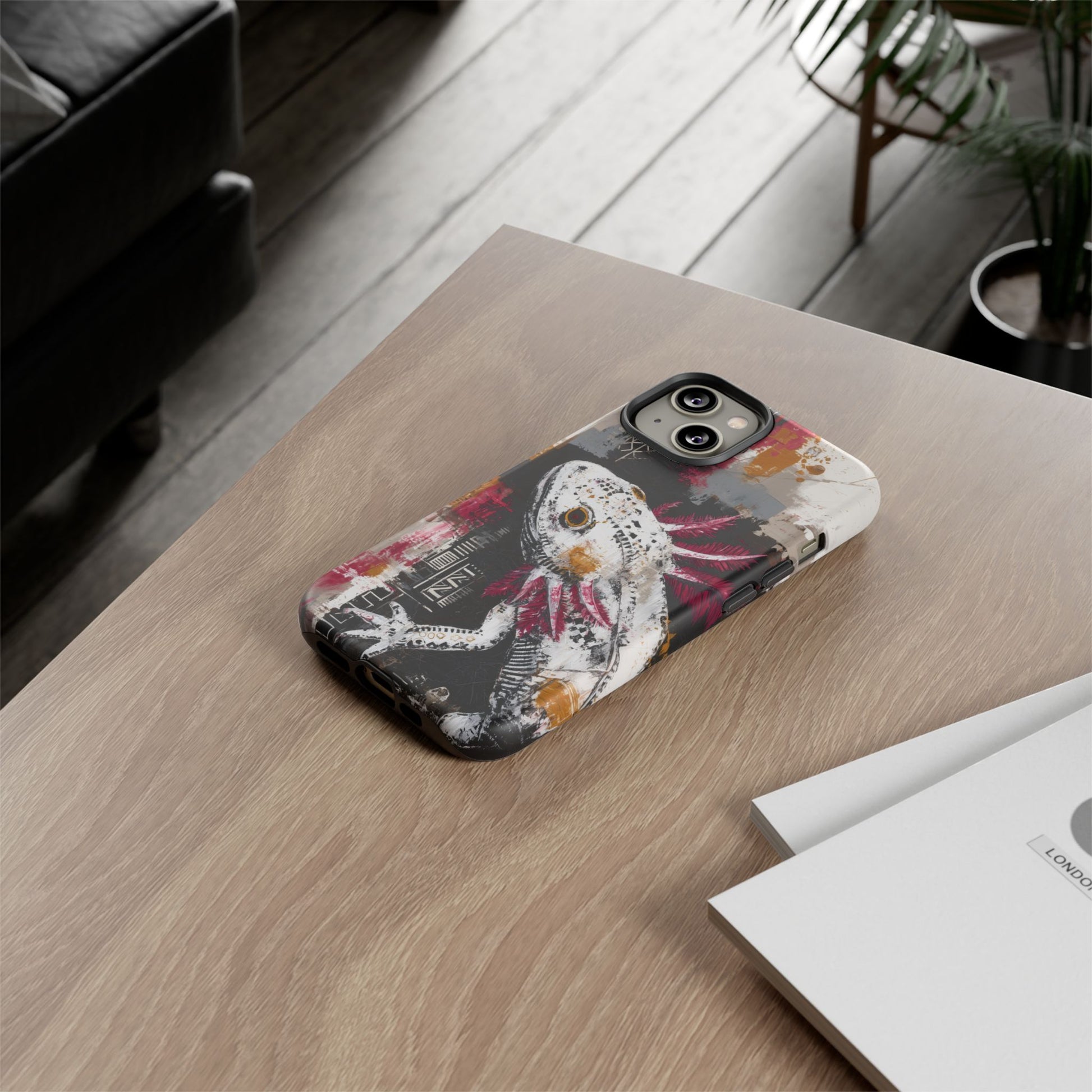 Abstract Axolotl White Pink Artwork