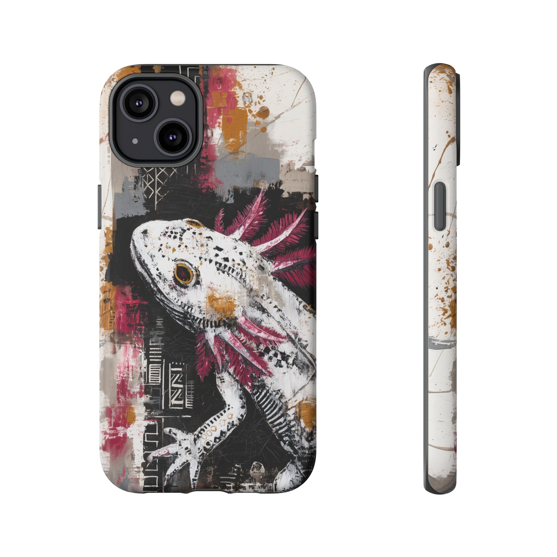 Abstract Axolotl White Pink Artwork