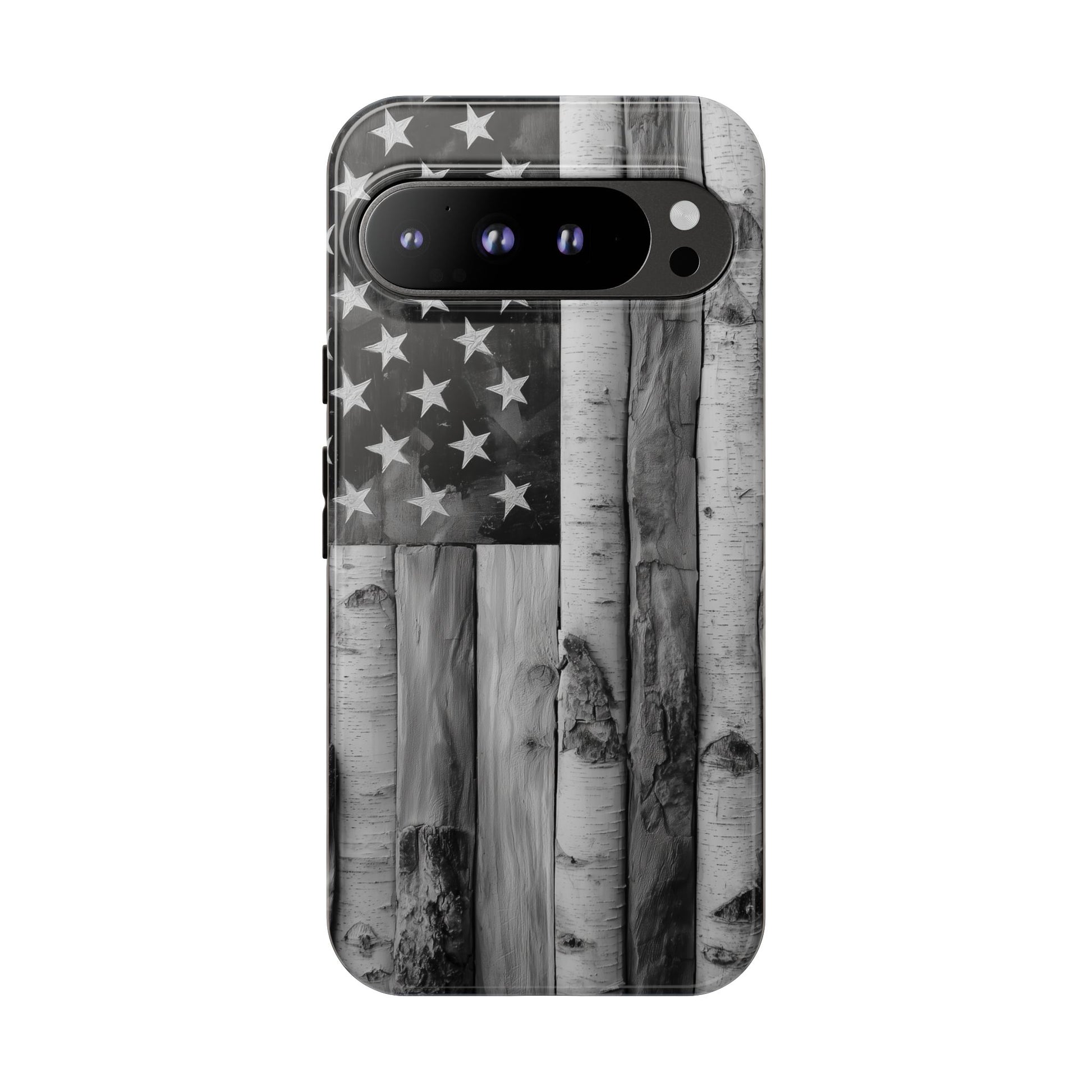 American Flag Flat Gray Wood Tone
