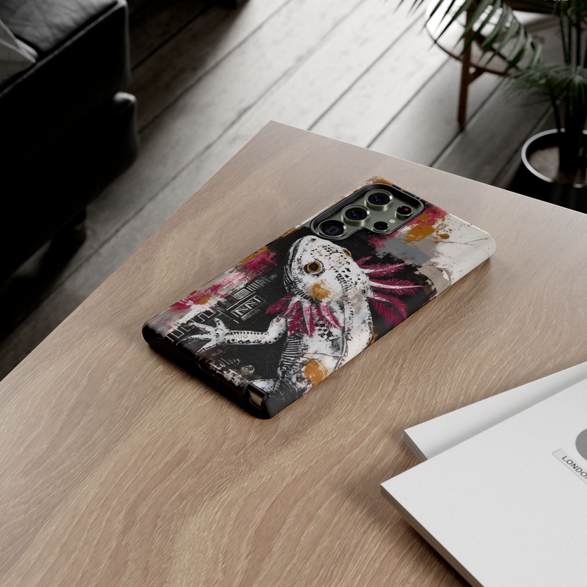 Abstract Axolotl White Pink Artwork