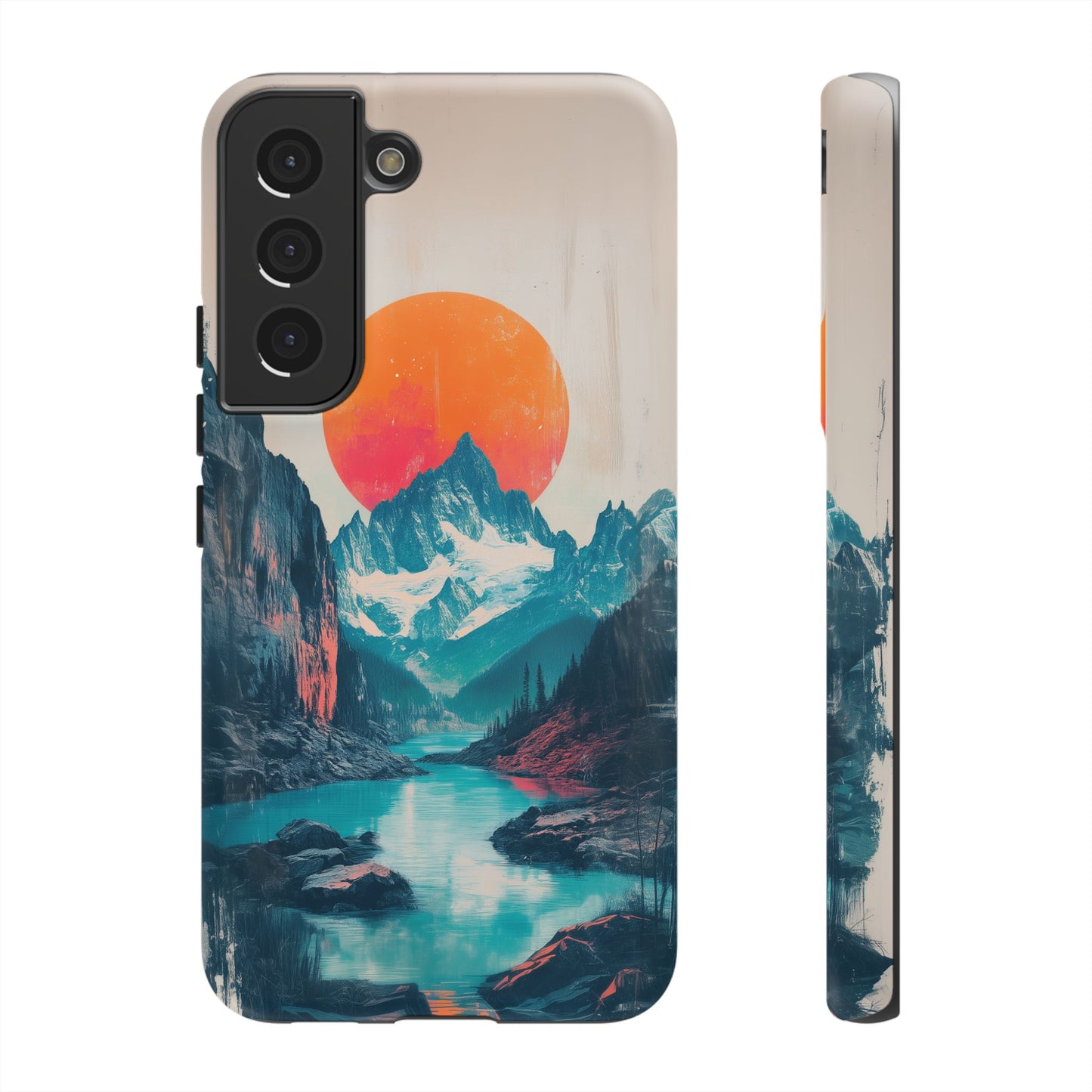 Blue Mountain Orange Sun Risograph