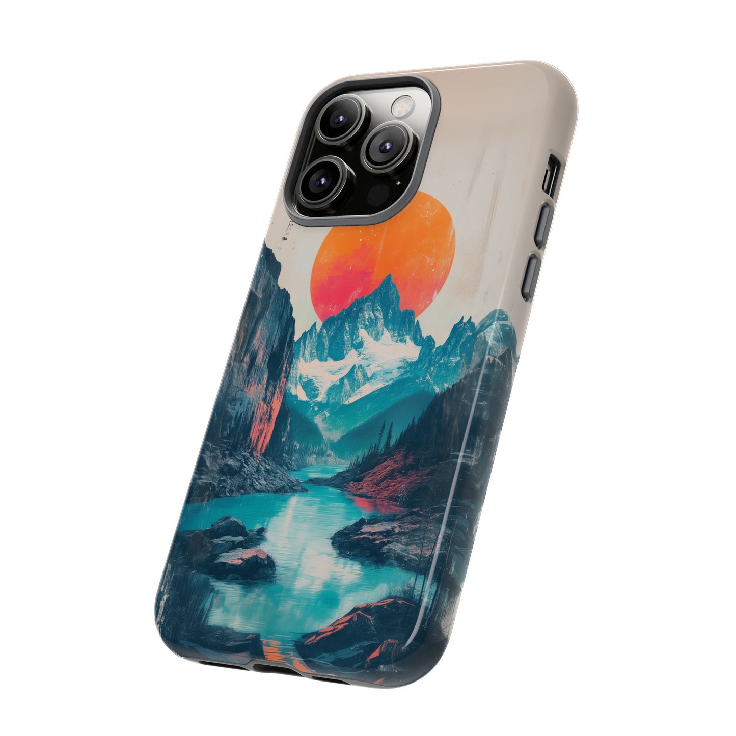 Blue Mountain Orange Sun Risograph