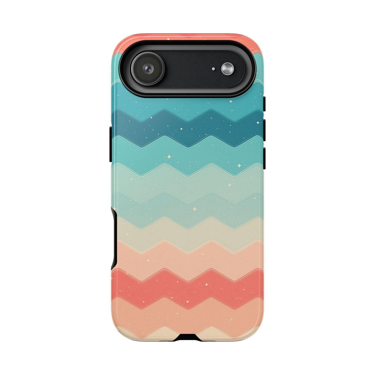 Turquoise Coral Gradient Chevron Wave