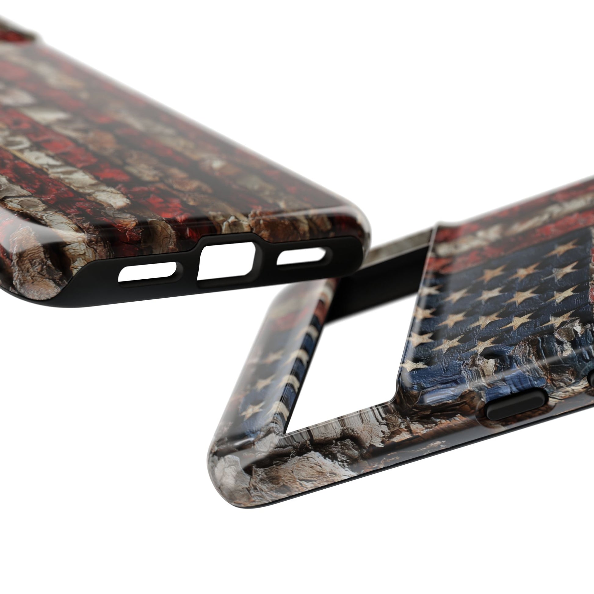 American Flag Bark Wood UV Print