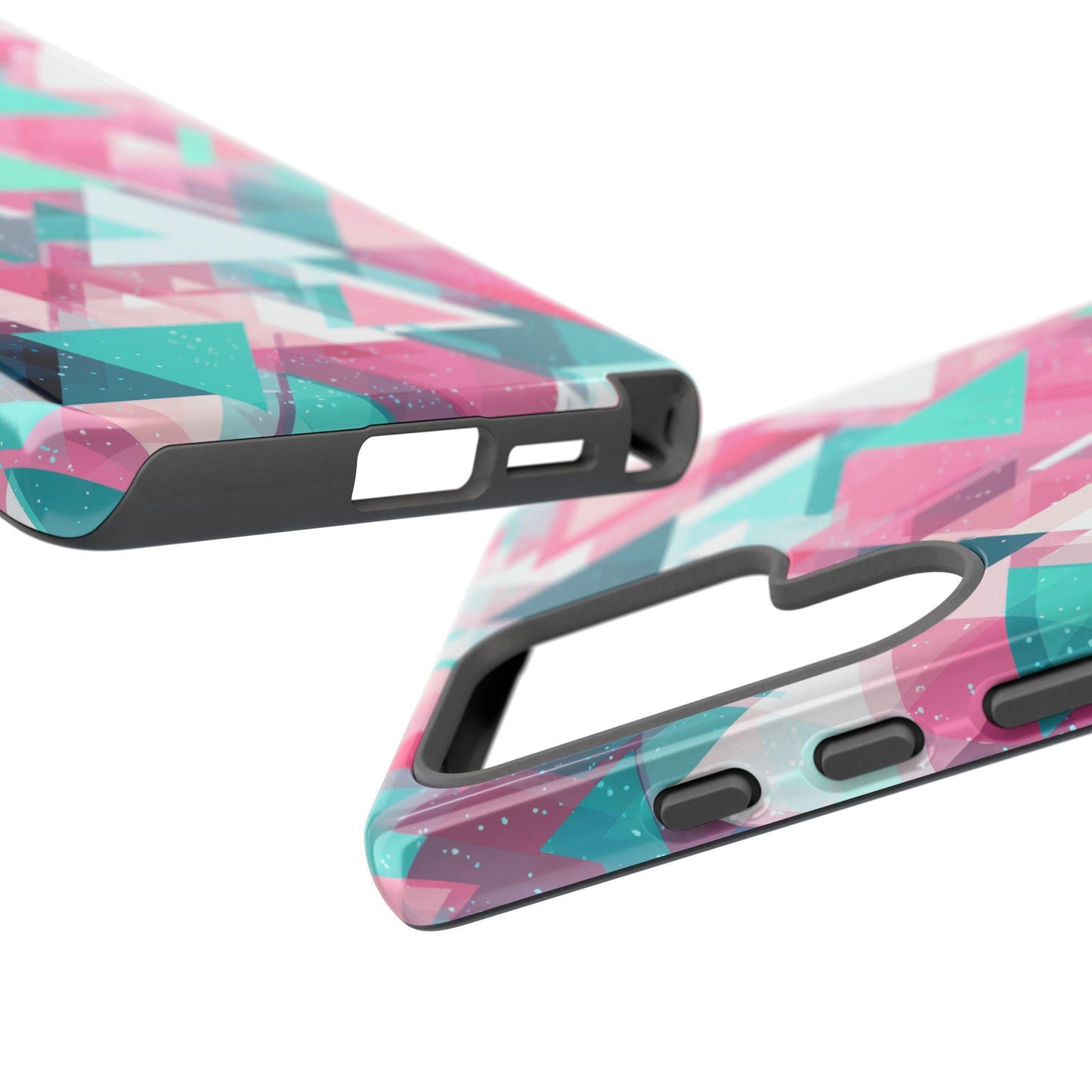 Abstract Triangles Pink Teal Pattern