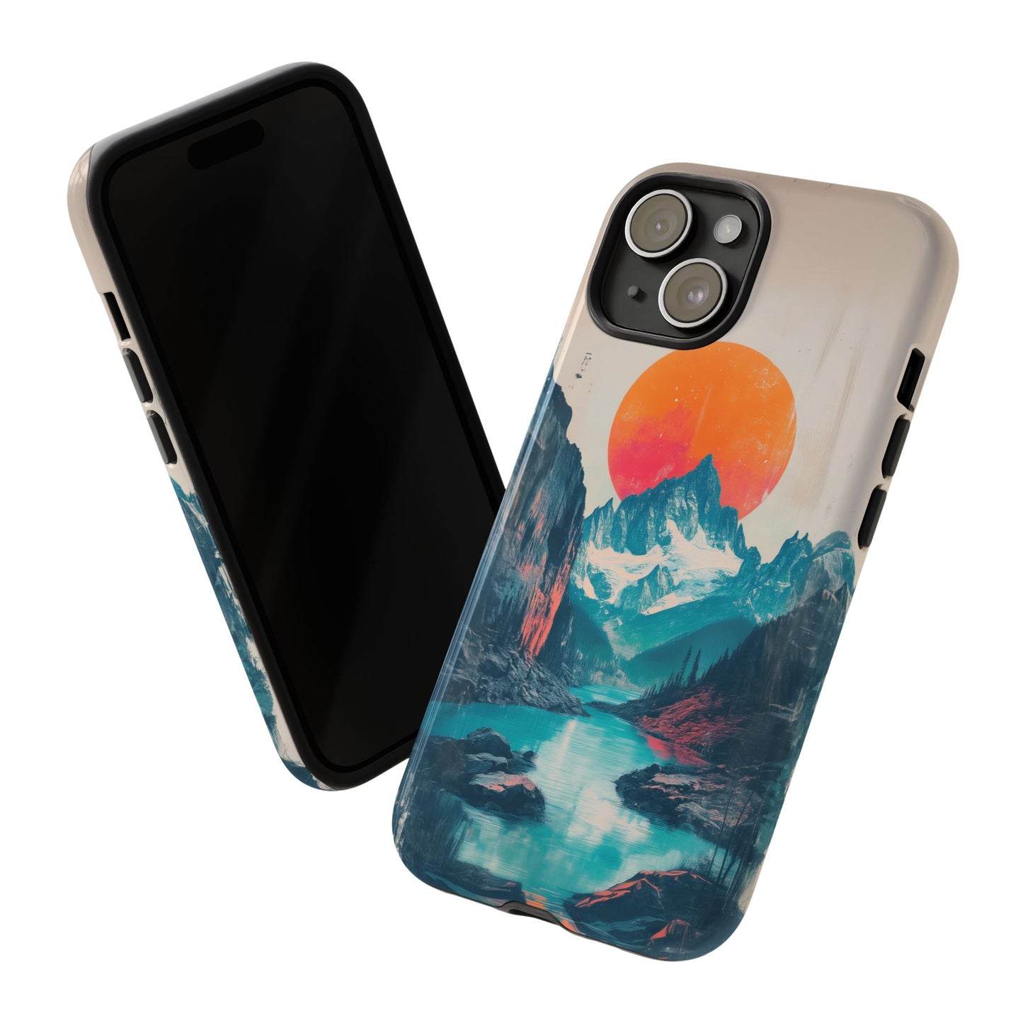 Blue Mountain Orange Sun Risograph