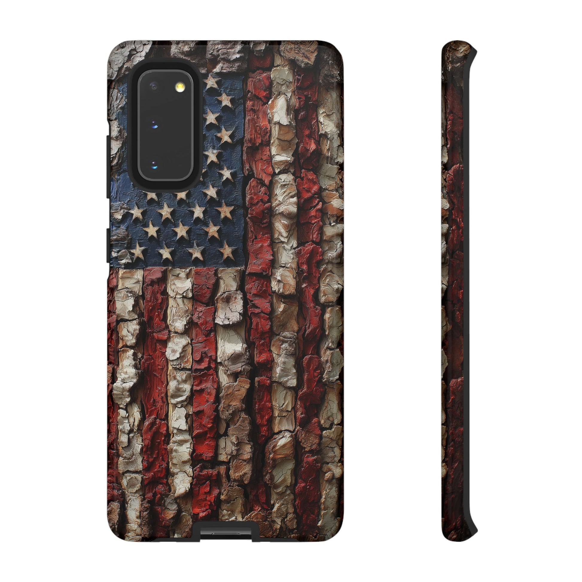American Flag Bark Wood UV Print