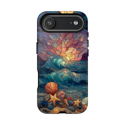Sea Shells Beach Sunset Stained Glass