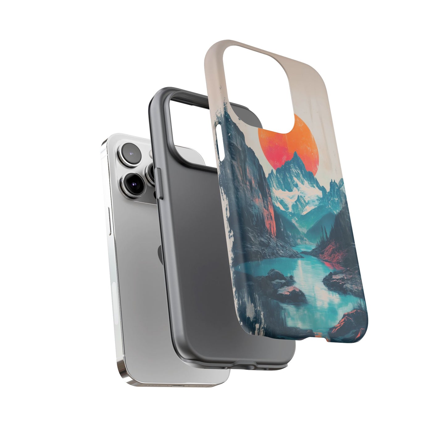 Blue Mountain Orange Sun Risograph