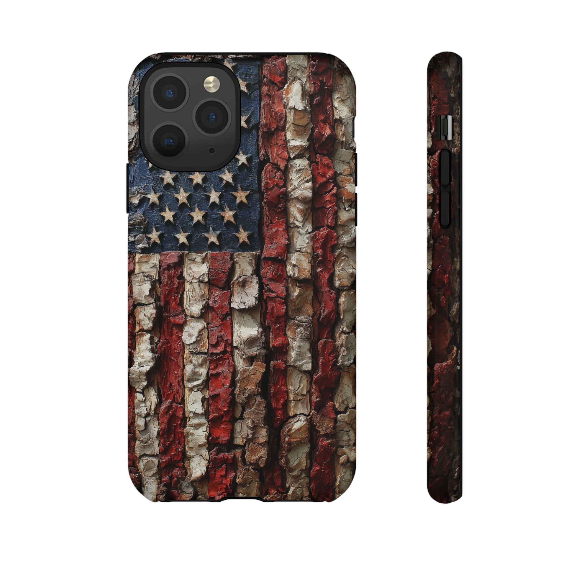 American Flag Bark Wood UV Print
