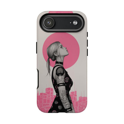 Cyberpunk Pink Neon Girl Portrait