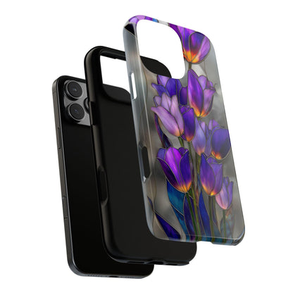 Purple Tulip Flowers Bouquet Stained Glass