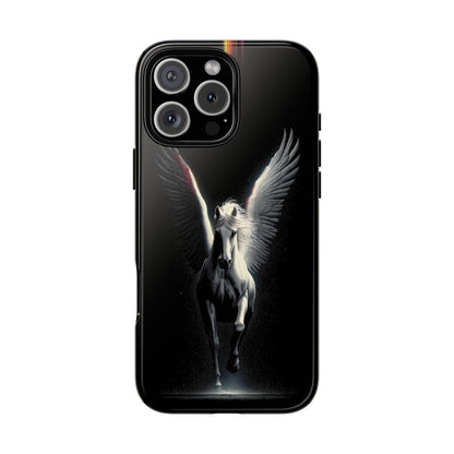 Pegasus White Winged Horse on Black