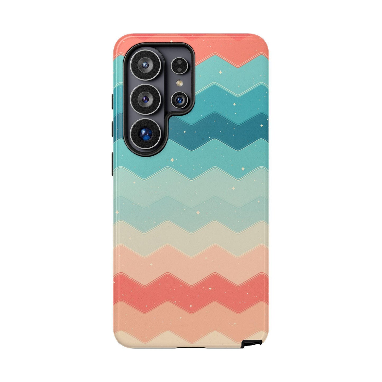 Turquoise Coral Gradient Chevron Wave
