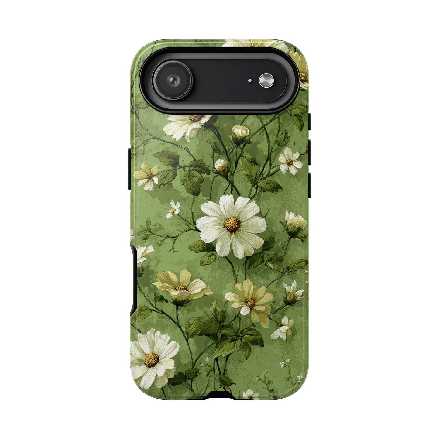 White Floral Green Vines