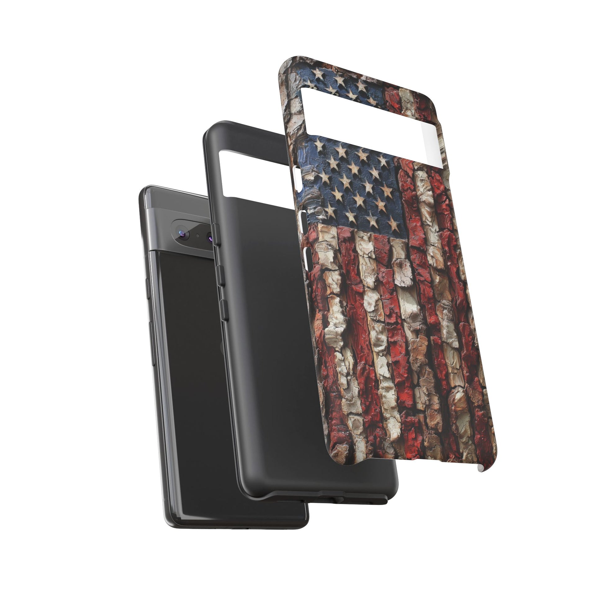 American Flag Bark Wood UV Print