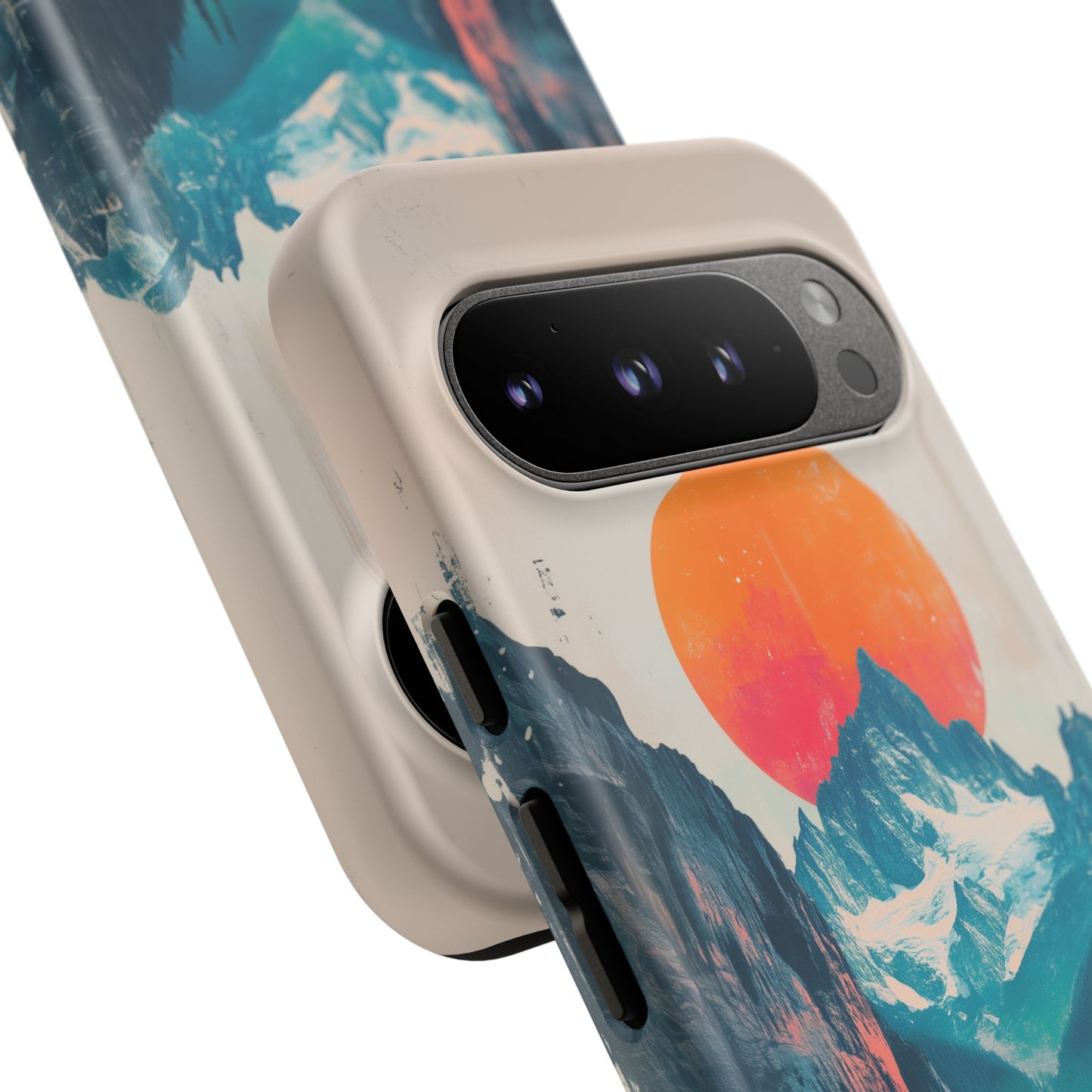 Blue Mountain Orange Sun Risograph